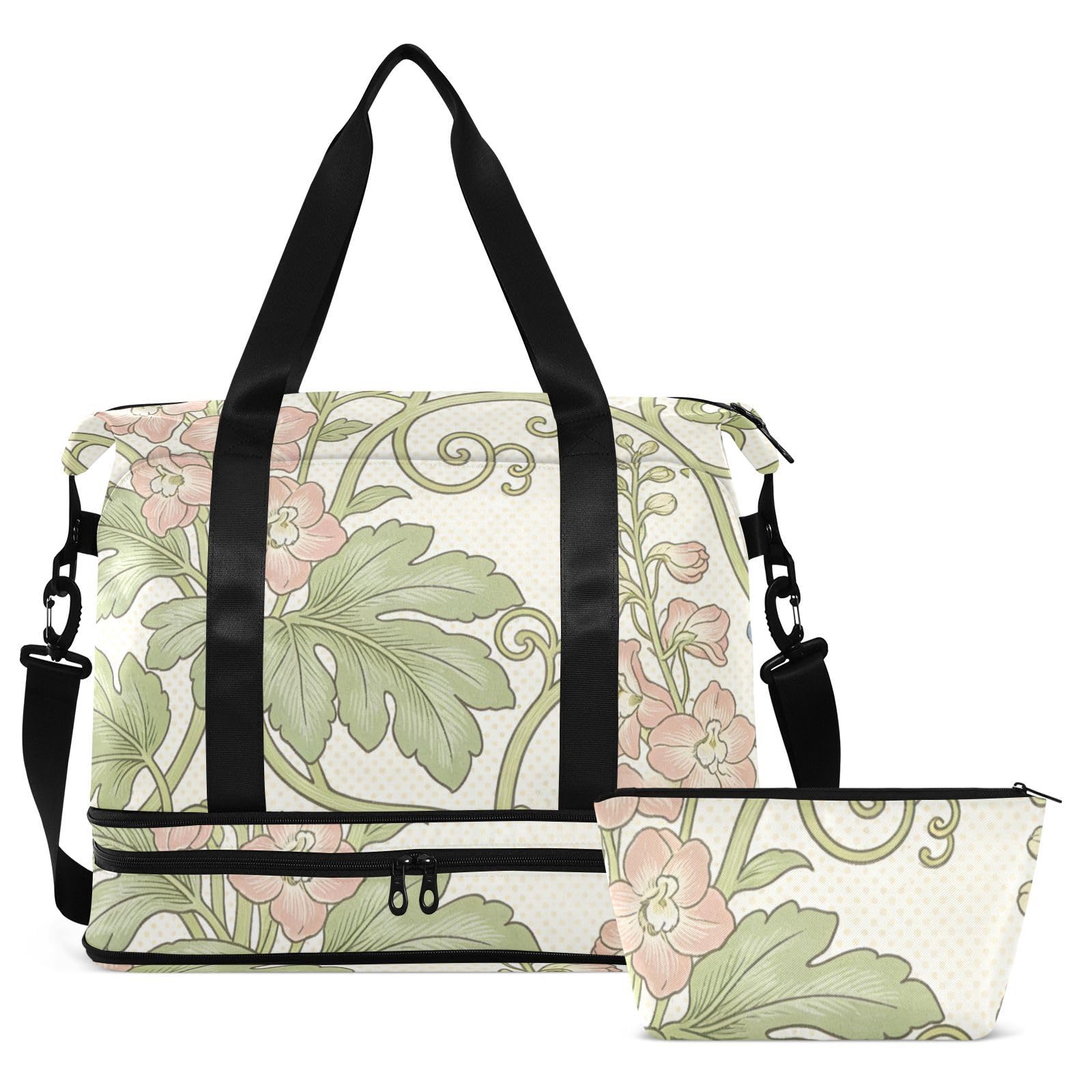 Bolsa de viaje de fin de semana con bolsillo húmedo, correa ajustable, para yoga, impermeable, para hombres y mujeres