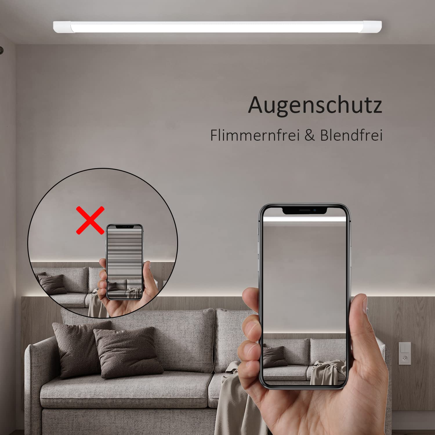 CBJKTX 4ER LED Deckenleuchte 120CM Deckenlampe 36W 3850LM Werkstattlampe