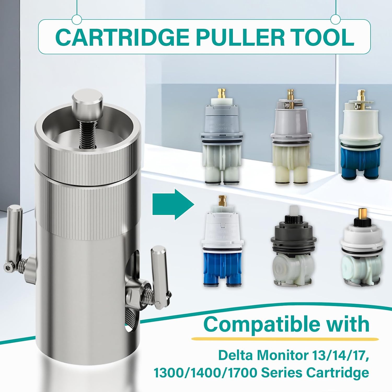 Cartridge Removal Tool for Delta 1300/1400 and 13/14 Series Single Handle Cartridge, Compatible with RP19804 and RP46074 Shower Faucet Cartridge,Plumbing Puller Tool