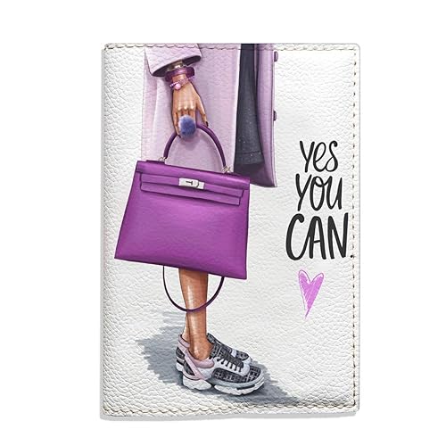 Yes you can travel Passport Holder for Women eco leather white and purple cover for documents