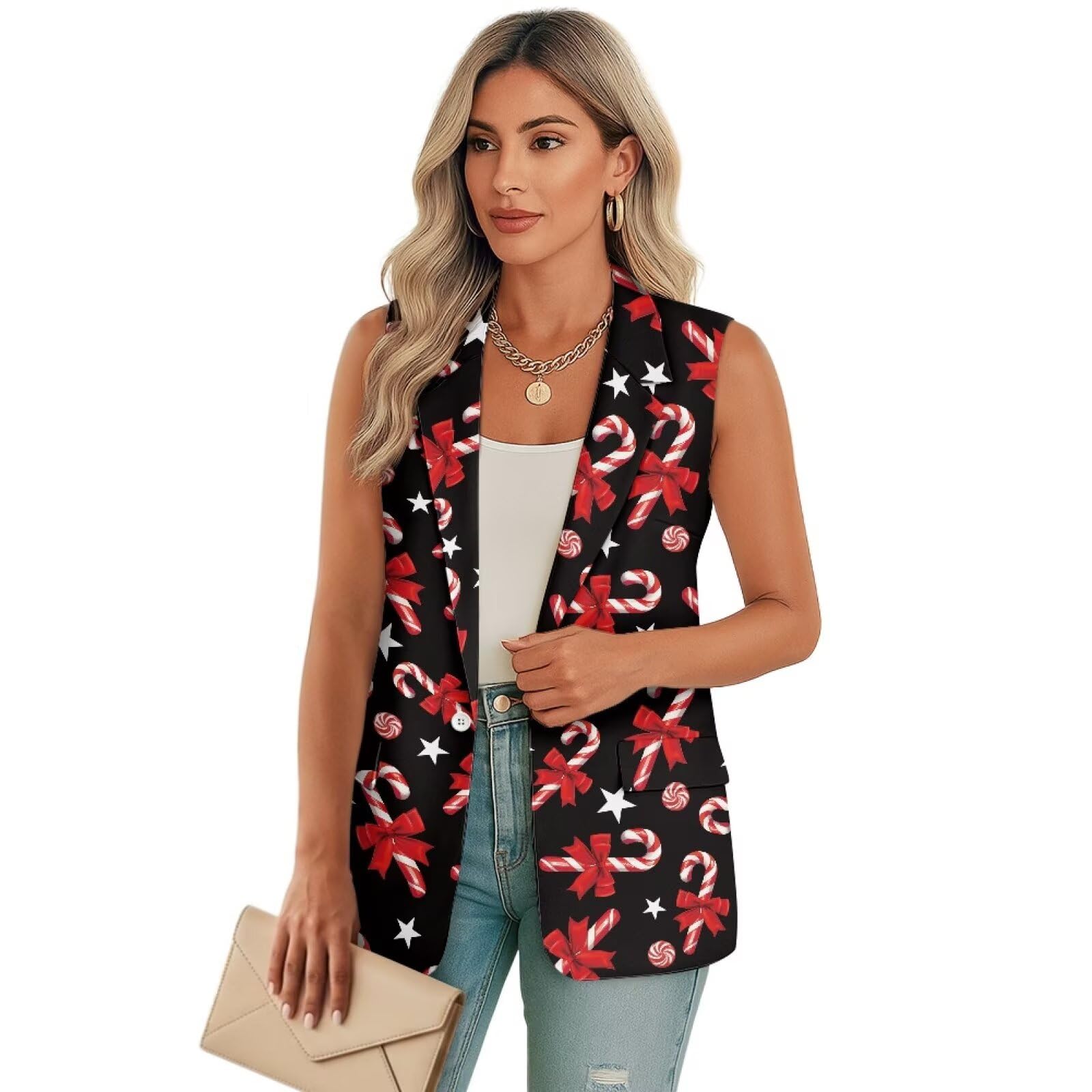 Womens Sleeveless Blazers Open Front Casual Blazer Vests