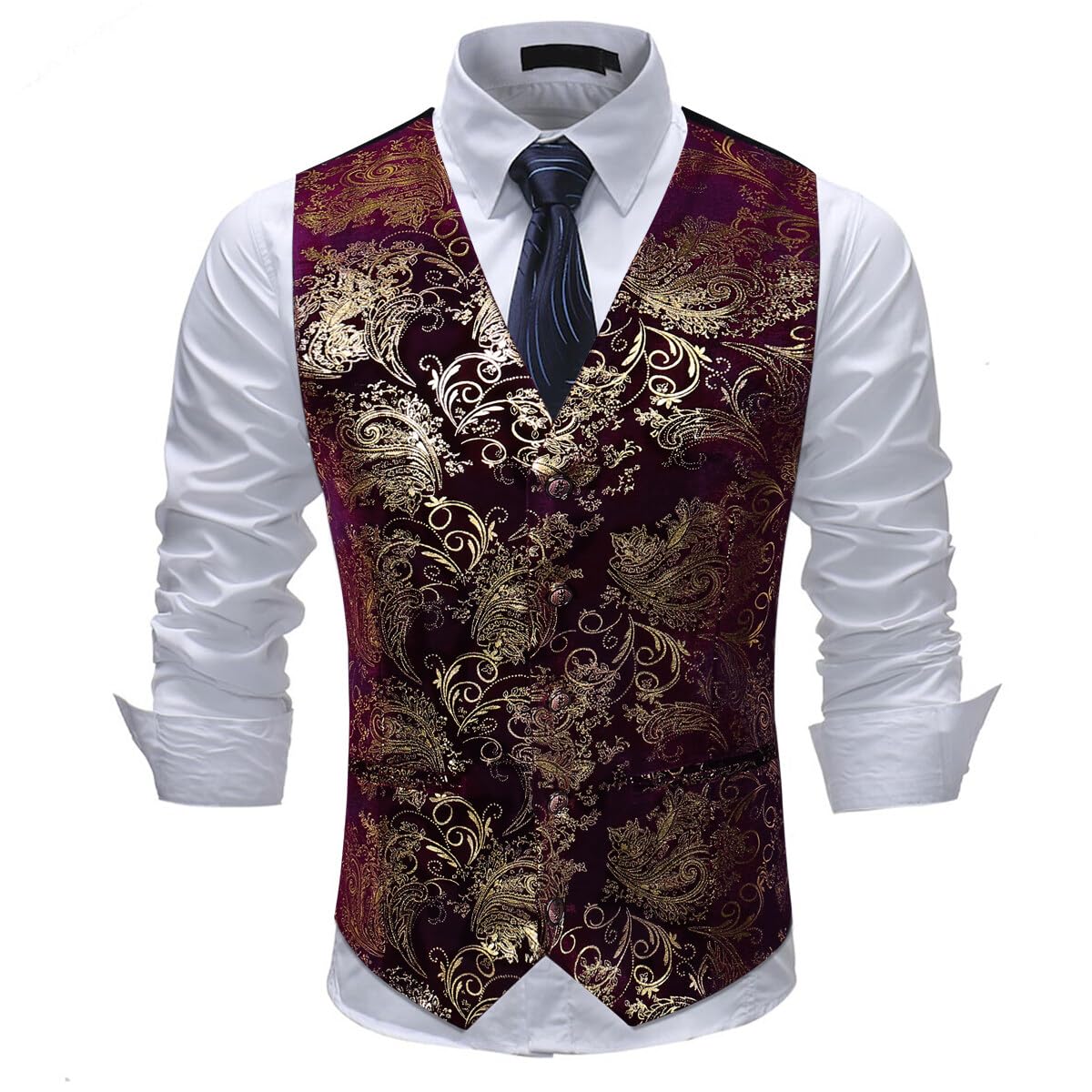 Allthemen Weste Herren Westen Gilet Jacquard Anzugweste für Hochzeit und Party