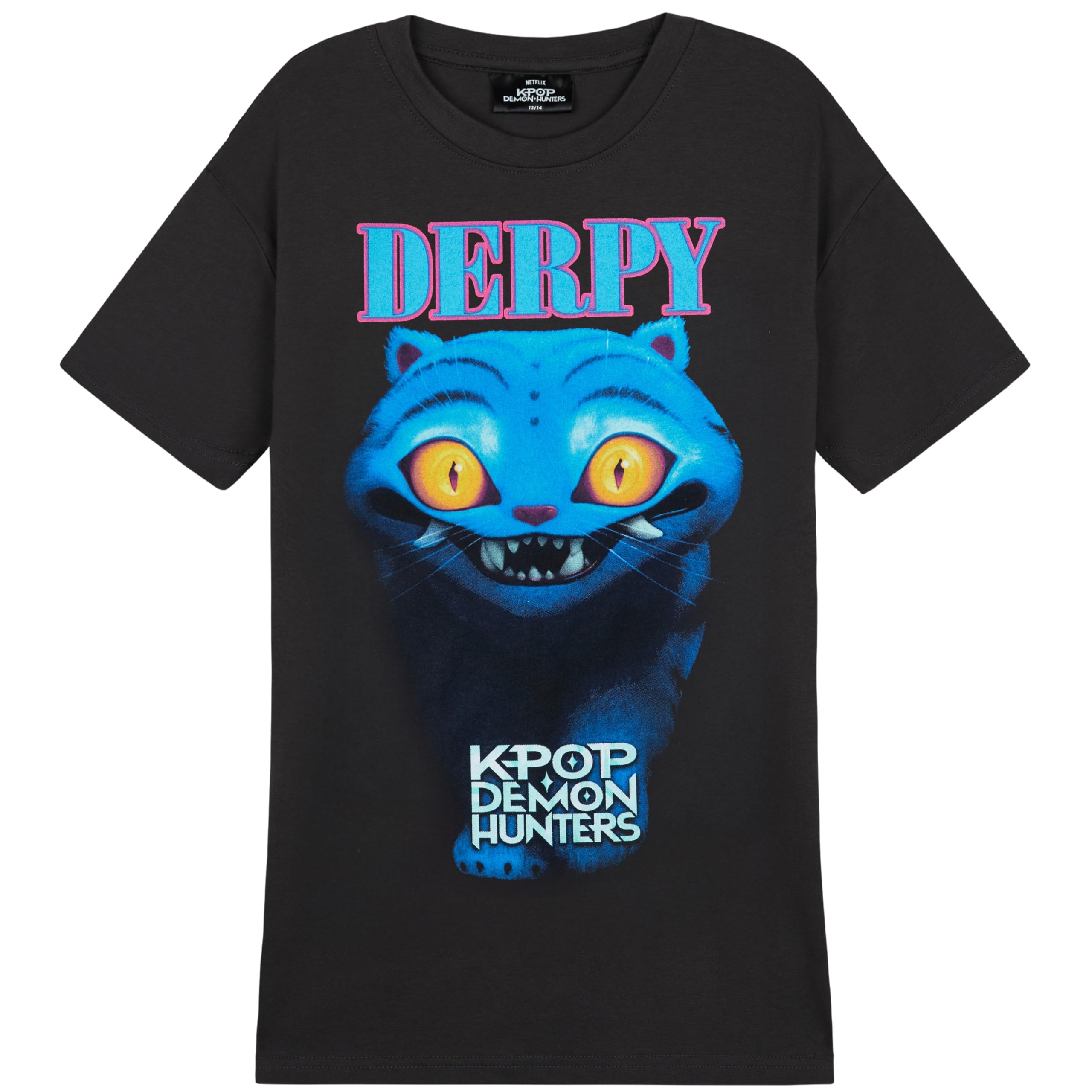 KPop Demon Hunters Oficial Camiseta Niña Manga Corta, Huntrix Saja Boys Derpy Tiger, Regalo Niña Chica