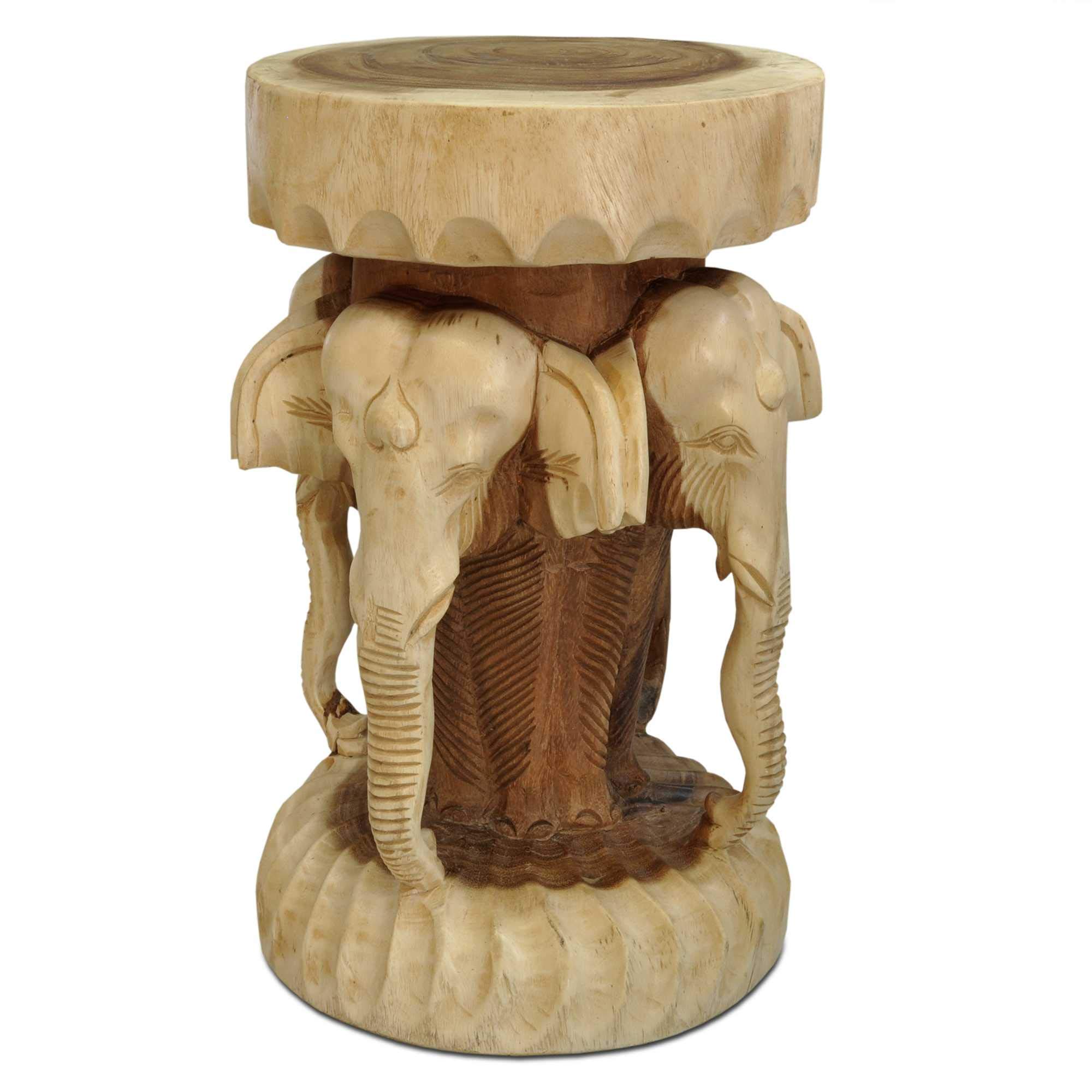 Wilai Tavolino da caffè in Legno massello (al.50/Ø30 cm) Colonna Decorazione Fatta a Mano in Un Unico Pezzo, piedistallo, portalampada o Fiori (13402)