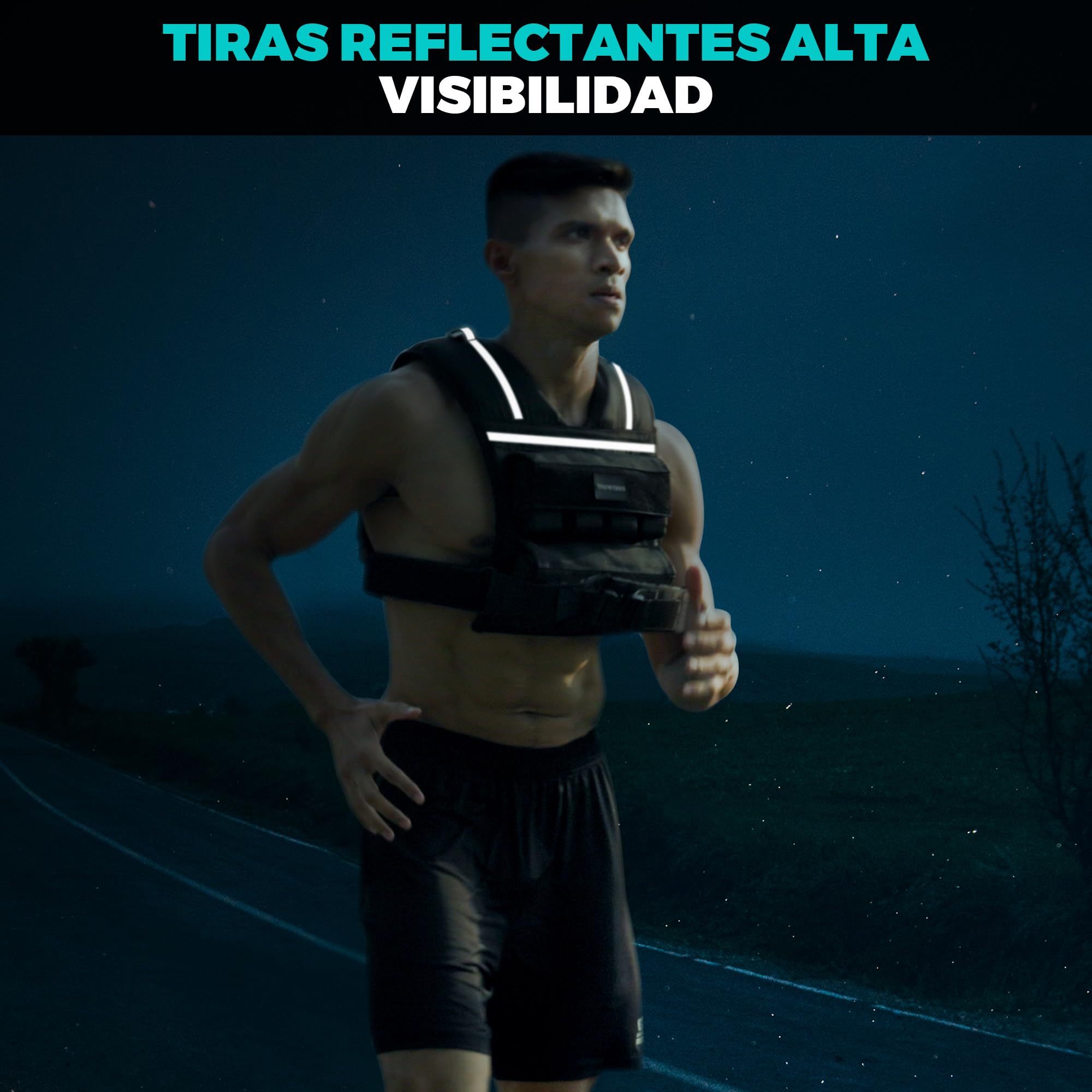 ONETWOFIT Chaleco Lastrado Ajustable 20 kg, Chaleco Peso Entrenamiento con Pesos de Hierro Extraíbles, Chaleco de Lastre con Extra Gruesas de 1,2 Pulgadas, Con bandas reflectantes