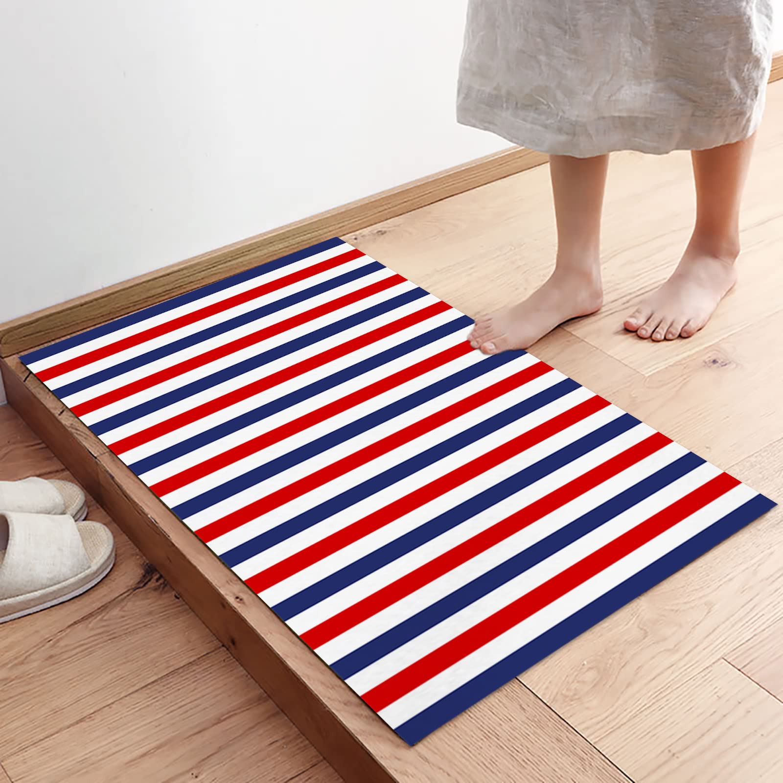 Amazon.com: Door Mat Outdoor Classic Modern Striped Red Blue White