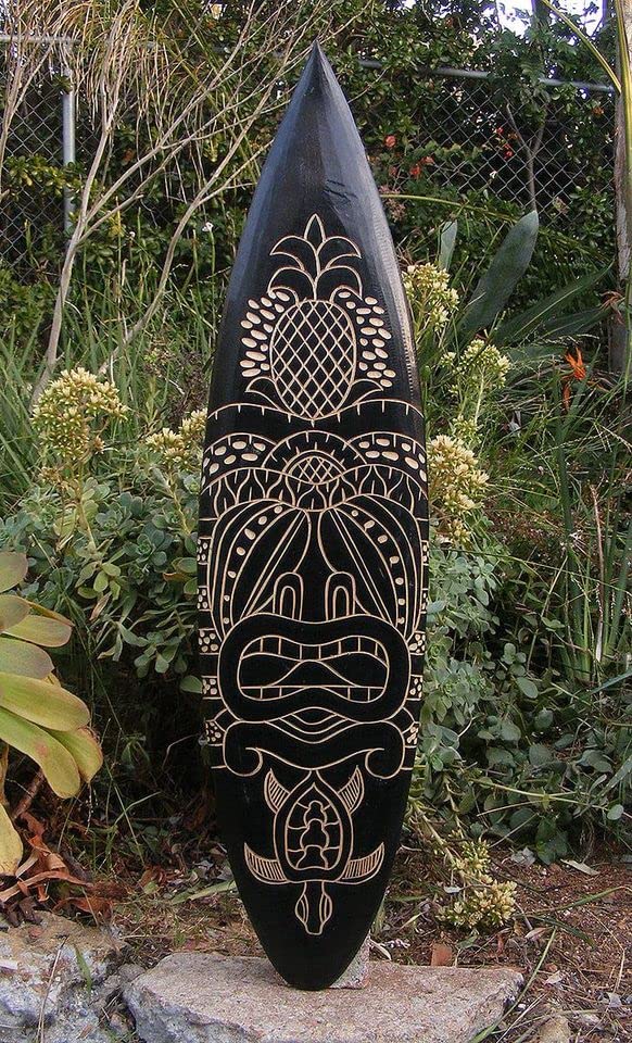 Amazon.com: Tribal Tiki Turtle Tropical Nautical Wood Surfboard