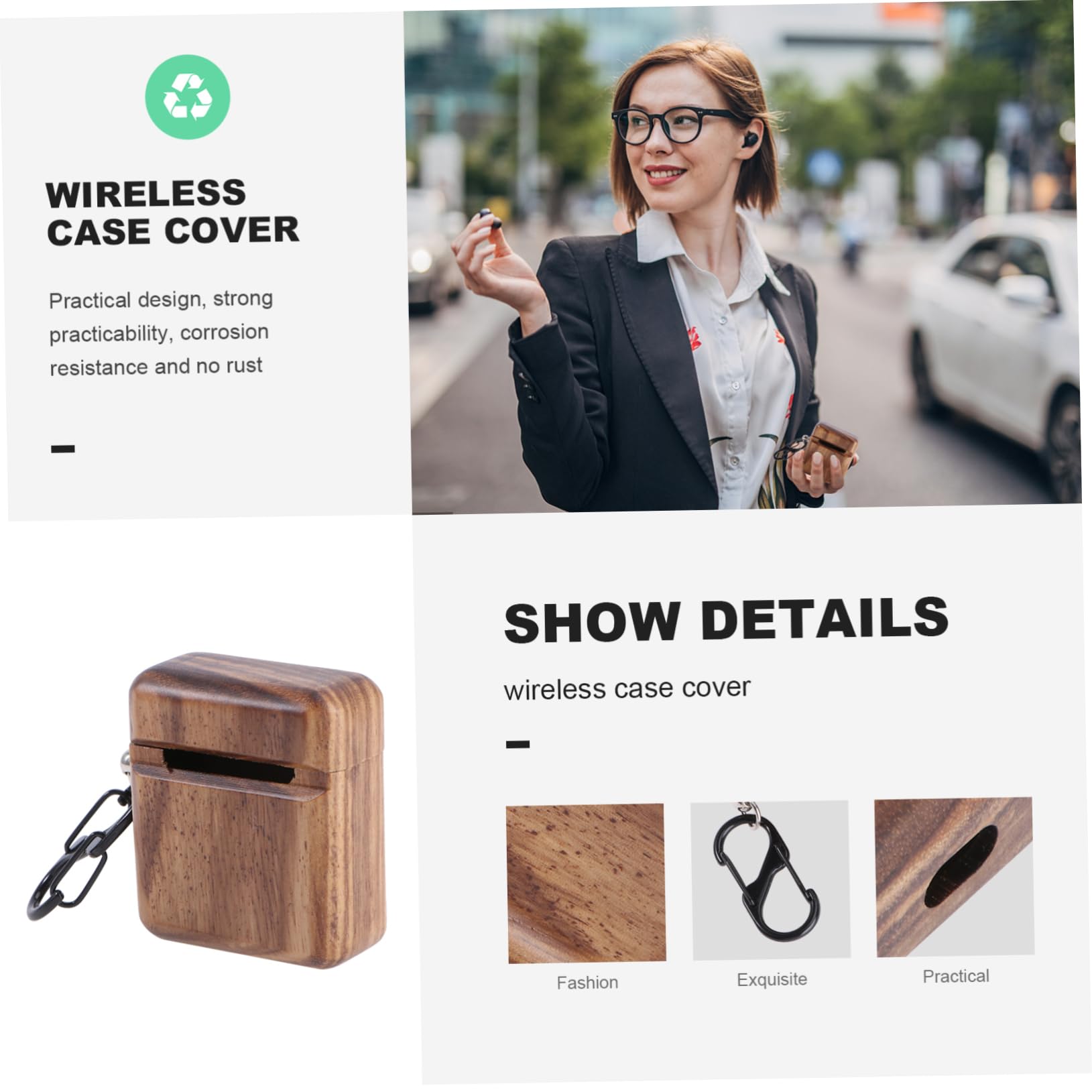 OSALADI 3piezas Funda De Madera para Auriculares Inalámbricos Estuche Protector Compatible Diseño Ligero y Duradero Color Marrón para Almacenamiento y Transporte