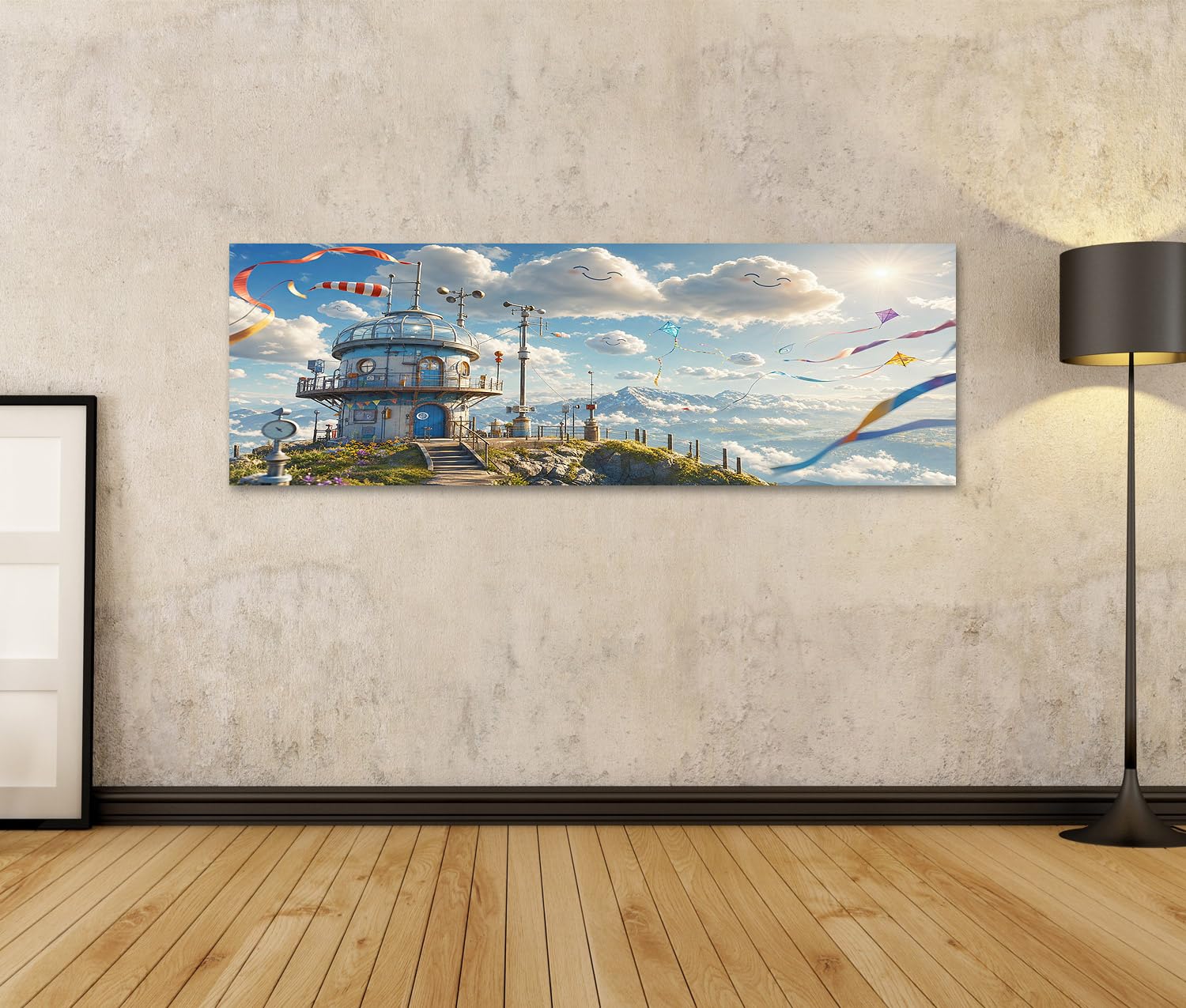 islandburner Bild auf Leinwand Zauberhaftes Wetterstation Wandbild Kinderzimmer für kleine Träumer - Panorama
