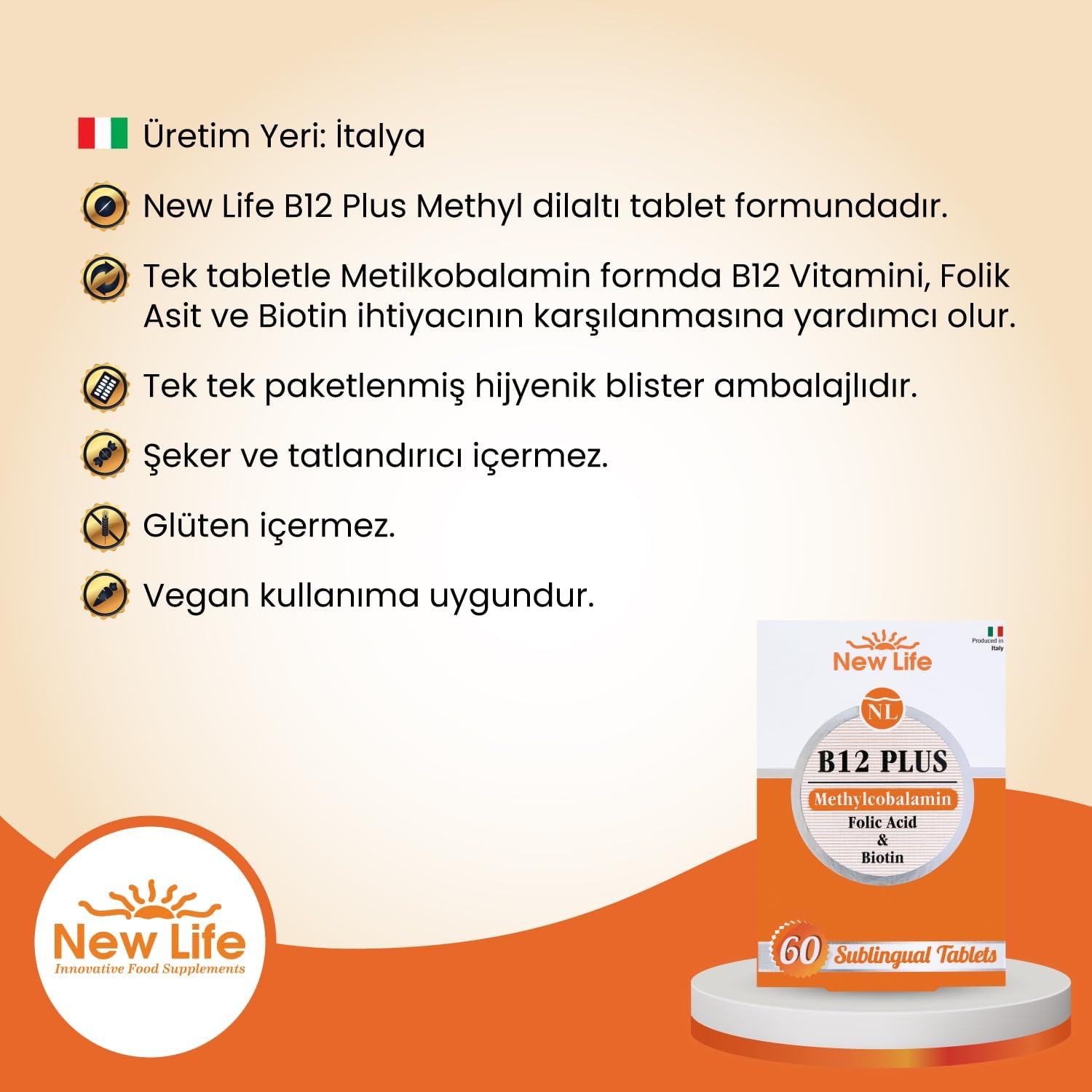 NewLife B12 PLUS Methylcobalamin Folik Asit Biotin