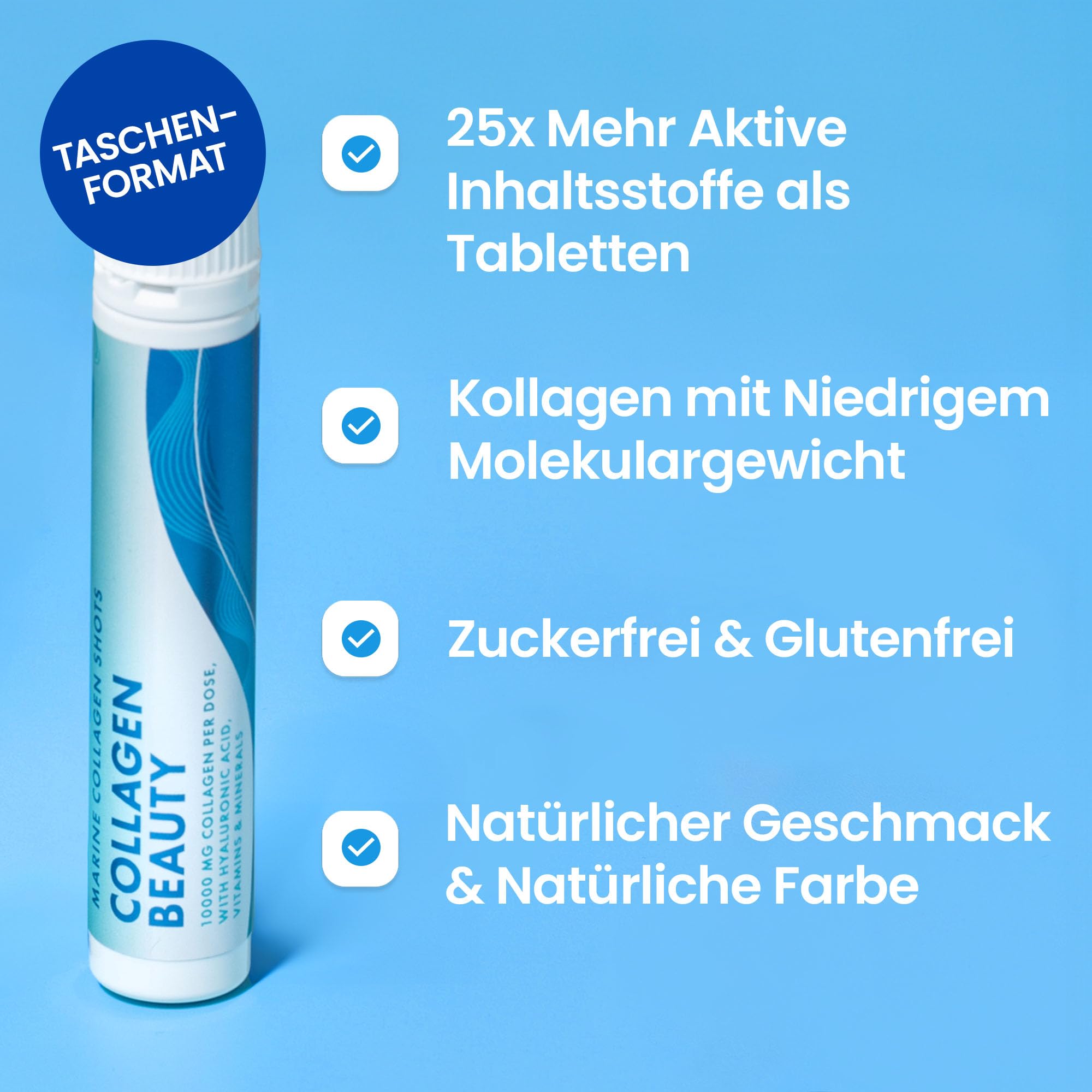 Swedish Nutra Collagen Beauty Shots 25 ml, 10.000 mg Kollagen 20 Ampullen