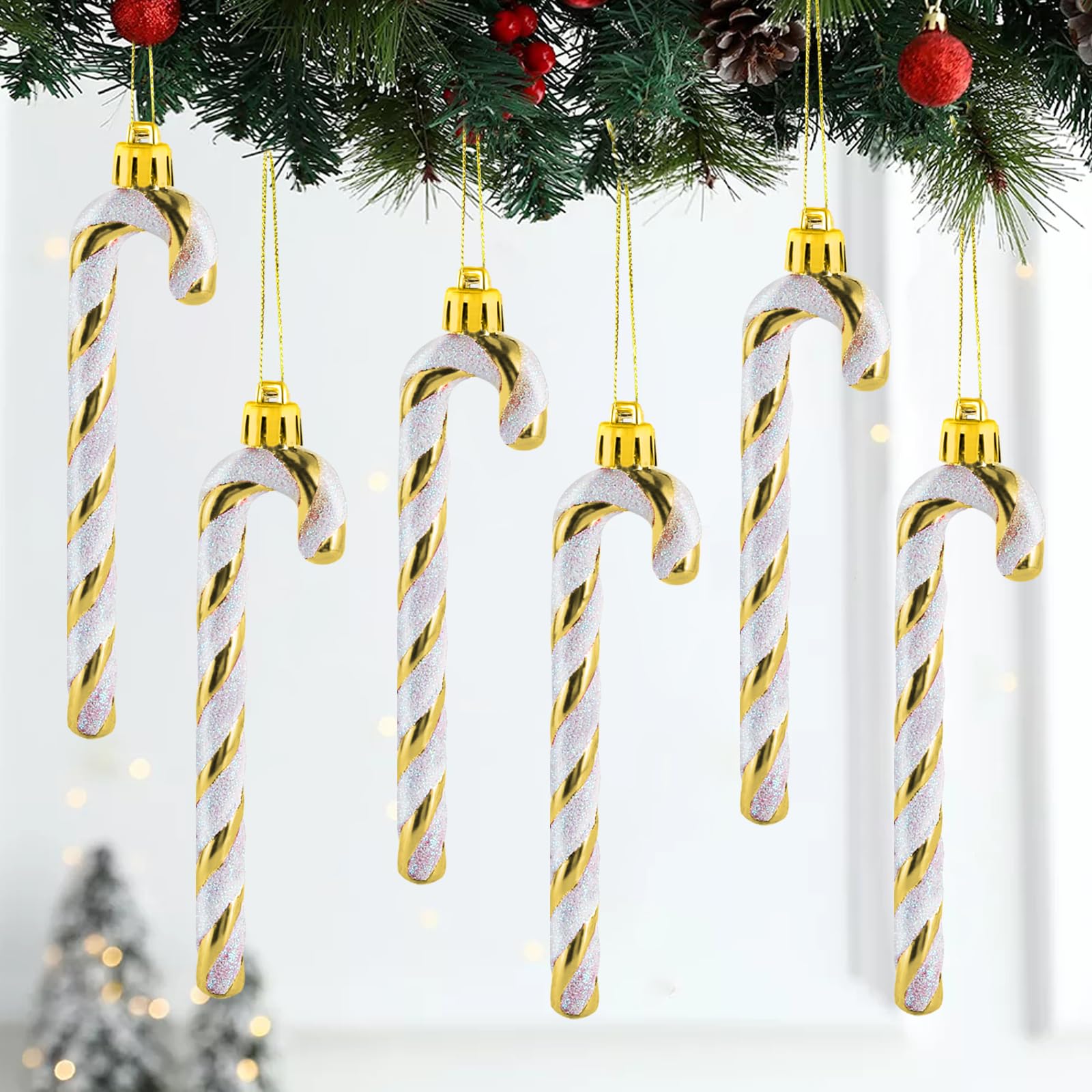 12 Pièces Sucre D'orge De Noël,Cannes De Noël Scintillant