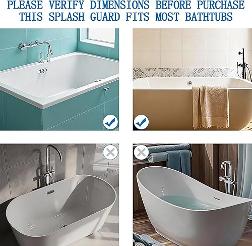 Miniatura 6 de Protector contra salpicaduras para bañera y baño con 11 ventosas fuertes, bandeja de baño de silicona para bañera, accesorios de baño adecuados para