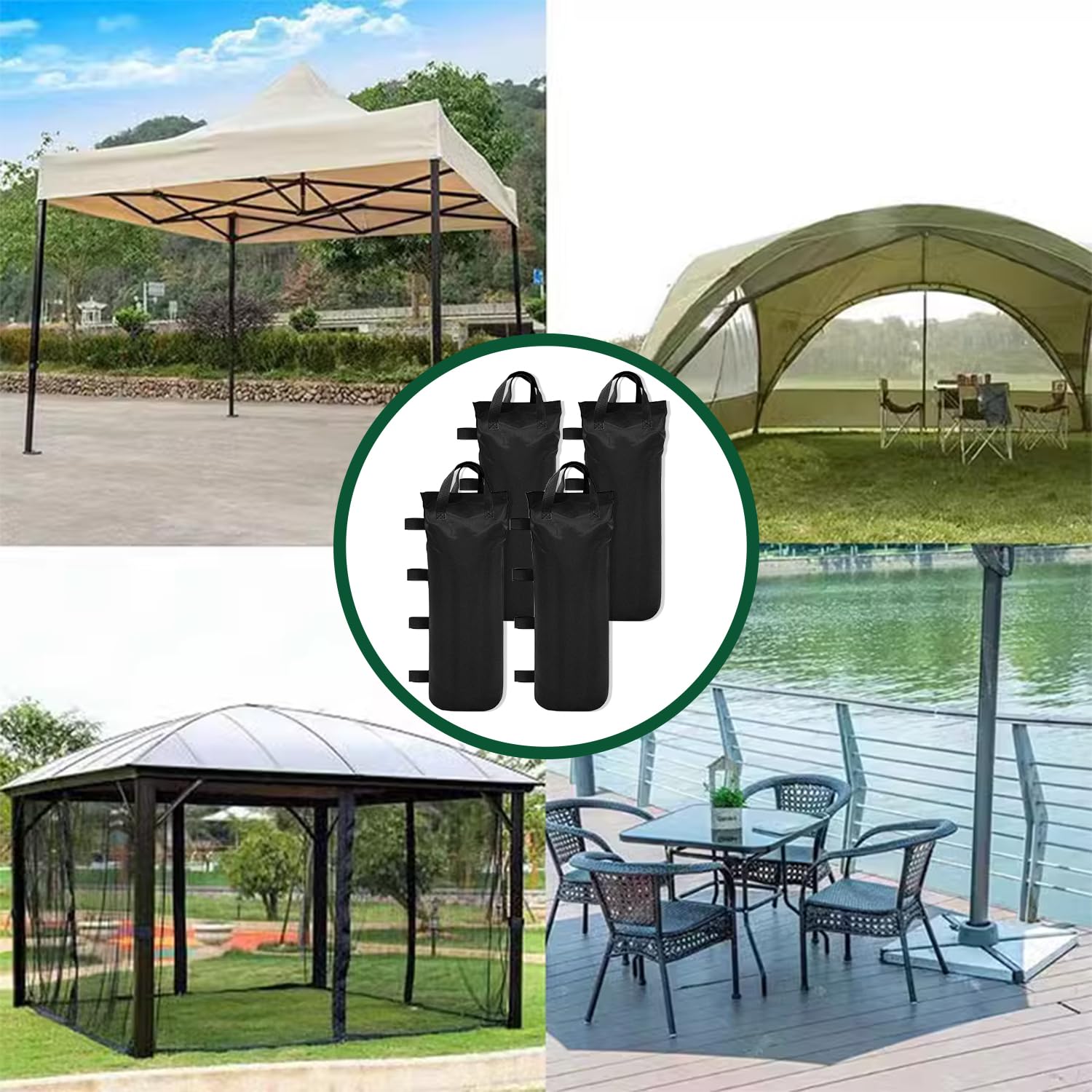 YSOOUA Gewichte für Pavillon - 8 Stück Sandsäcke 51x21cm Mit Fixierter Nagel - 600D Oxford Stoff Beschwerung für Pavillon, Garten, Strand, Zelt