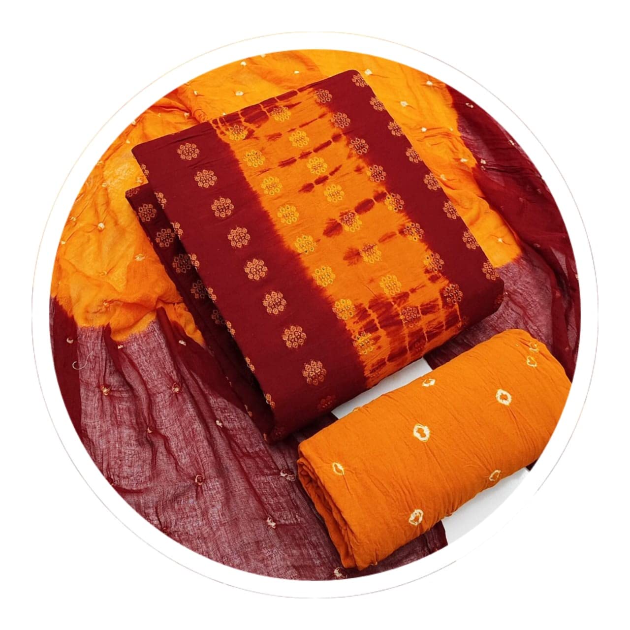 THE SUJAL FASHION Women,s Trditional pure Rayon rajasthani Bandhani dress material free size, Bandhej Suit Salwar, Gujrati Design Bandhani sansakar bdhni azd