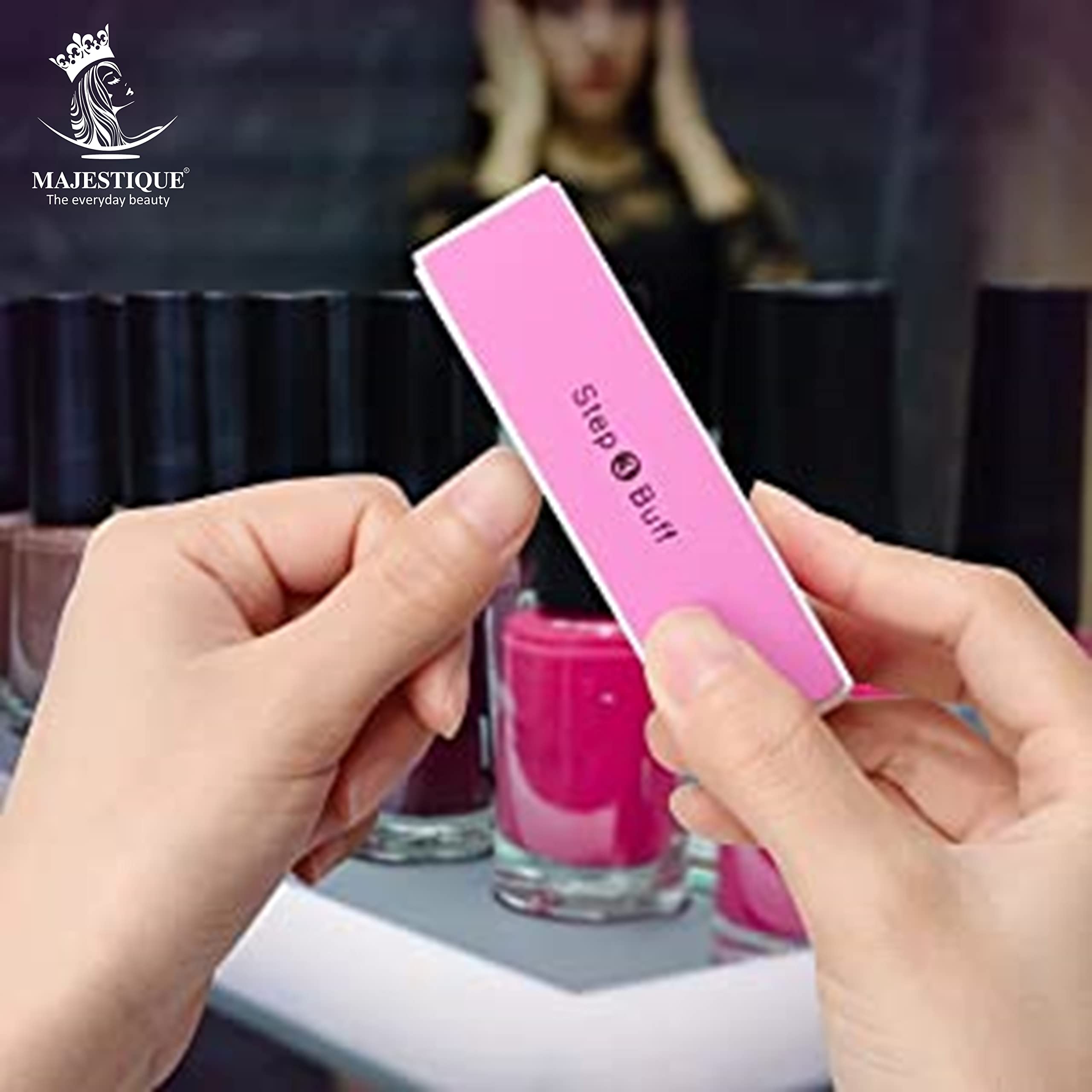 Majestique Nail File Buffer, Nail Filer Set Professional Nail Buffer File Block Natural Manicure File Nail Polisher Washable Double Sided, Double Sided (Fine & Coarse) Sapphire Pocket Nail File, 3 Pack 2