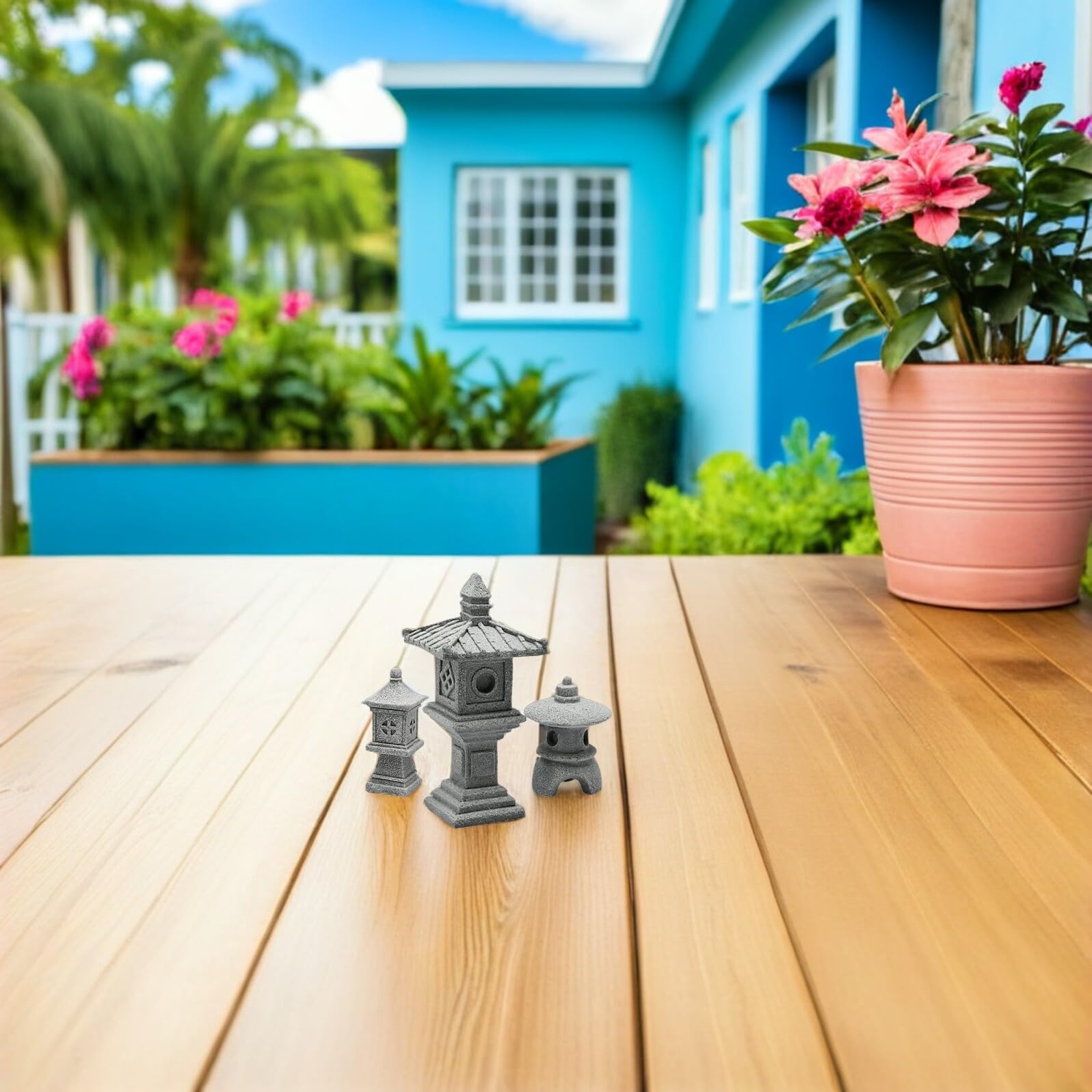 Decoración de Pagoda en Miniatura de Piedra, 1 Juego, Jardín Zen | Adorno Paisajístico Elegante, Detalles Delicados, Ligero y Creativo, para Casa y Jardín