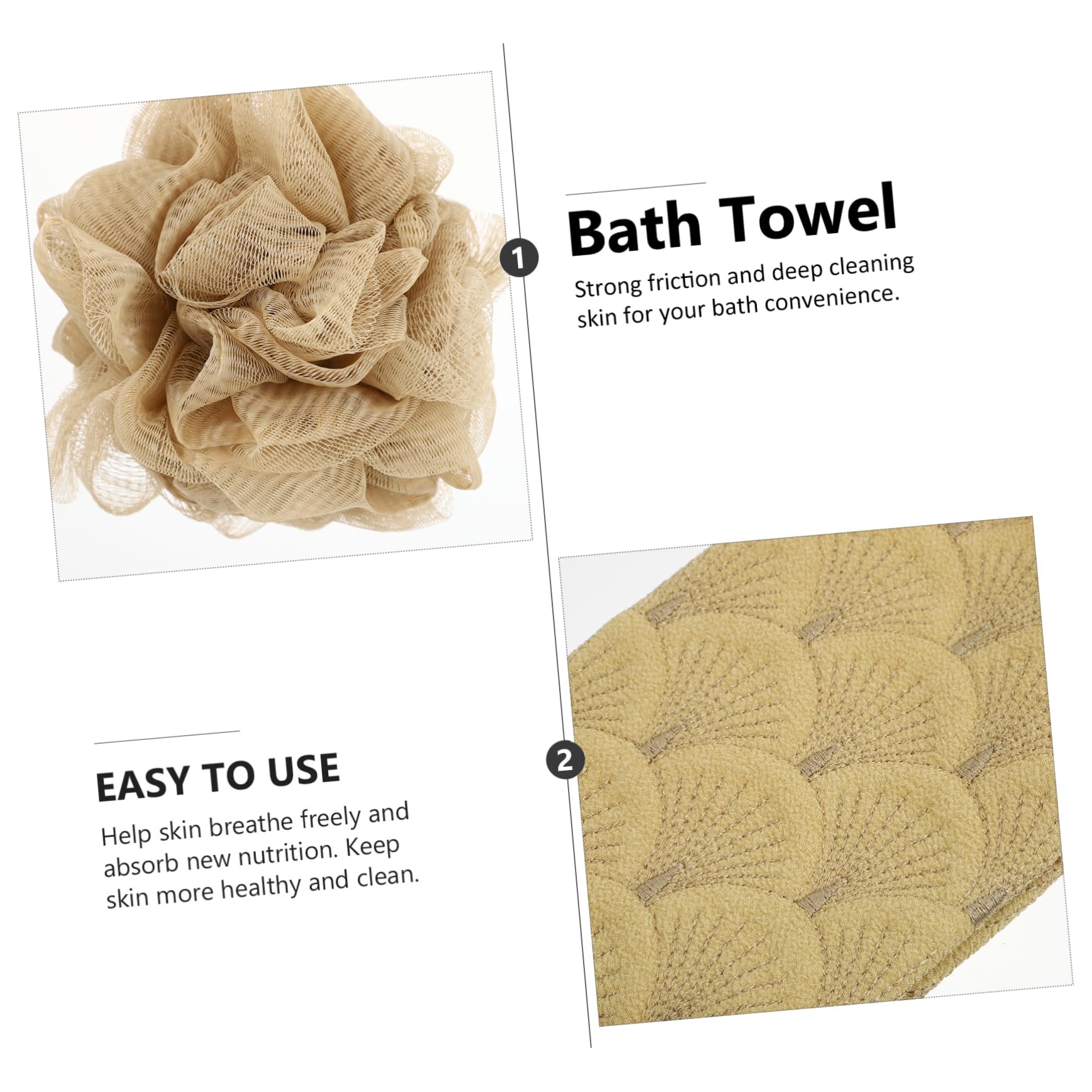 Beavorty 2juegos Guante De Exfoliante Toalla De Baño Larga y Esponja De Baño Accesorios Para Cuidado Corporal Para Masaje y Limpieza De Espalda