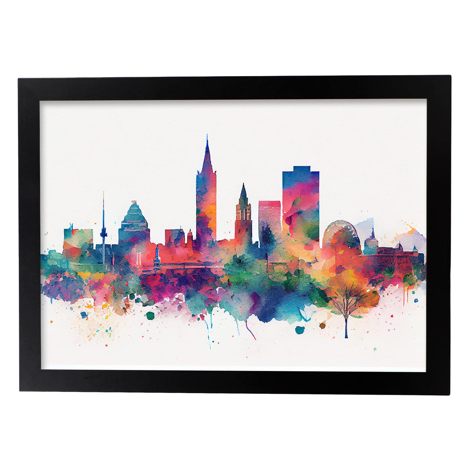 Nacnic Birmingham Poster in Abstract Watercolor style Skyline of City and Monument Illustration Modern Nordic Wall Art Prints for Interior Design and Decoration, Size A3