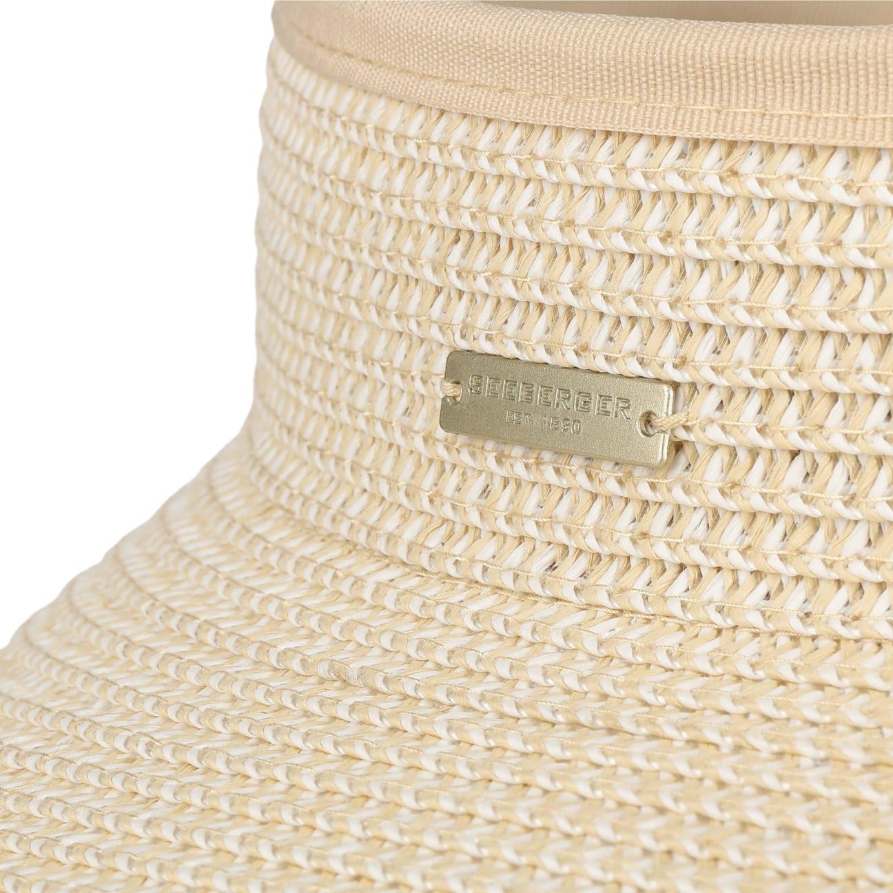 Seeberger Visiere Wide Brim Femme - en Paille pour avec Visiere, Passepoil Printemps-ete Ete