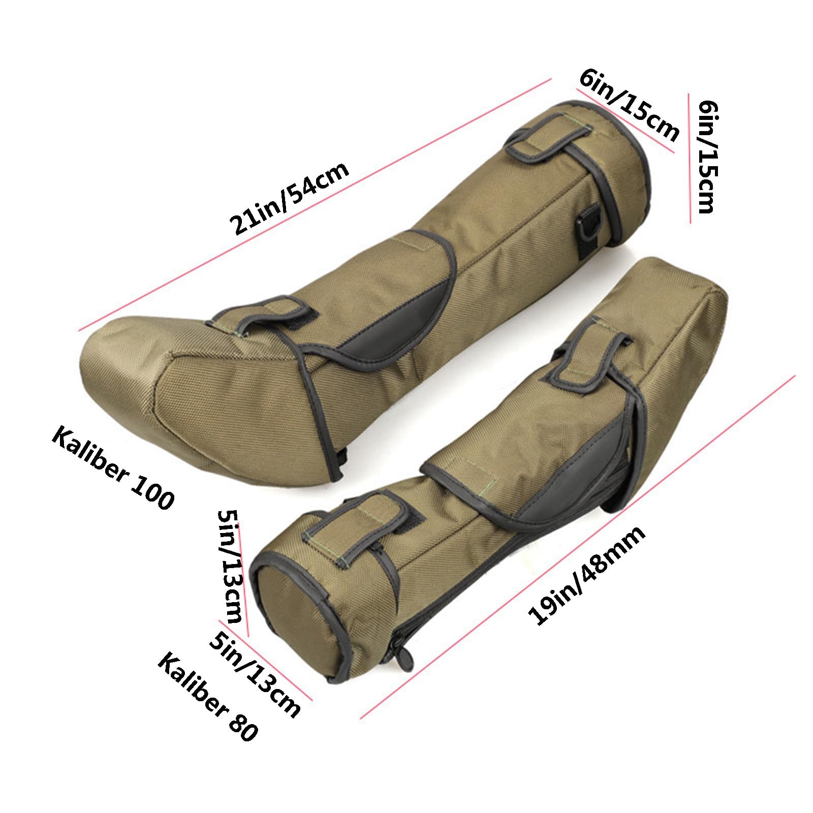 Housse de Protection pour Longue-Vue avec bandoulière à Fermeture Rapide - Sac de Transport pour trépied - Sac de Transport pour trépied Lumineux - Accessoires de Photographie - 80 mm - Vert