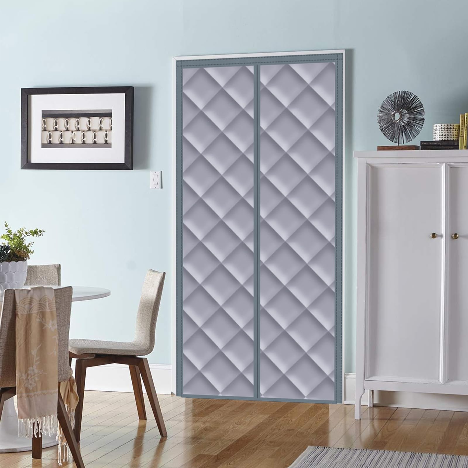 Tenda magnetica termoisolante per porta, in cotone ispessito, calda e antivento, isolante in inverno, calda in inverno e fredda in estate (80 x 220 cm)