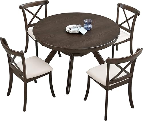 Dining Chairs Set of 2, Table & Chair Sets, Modern Fabric Upholstered Kitchen Side Chairs, Cross Back Rubber Wood Farmhouse Dining Room Chairs with