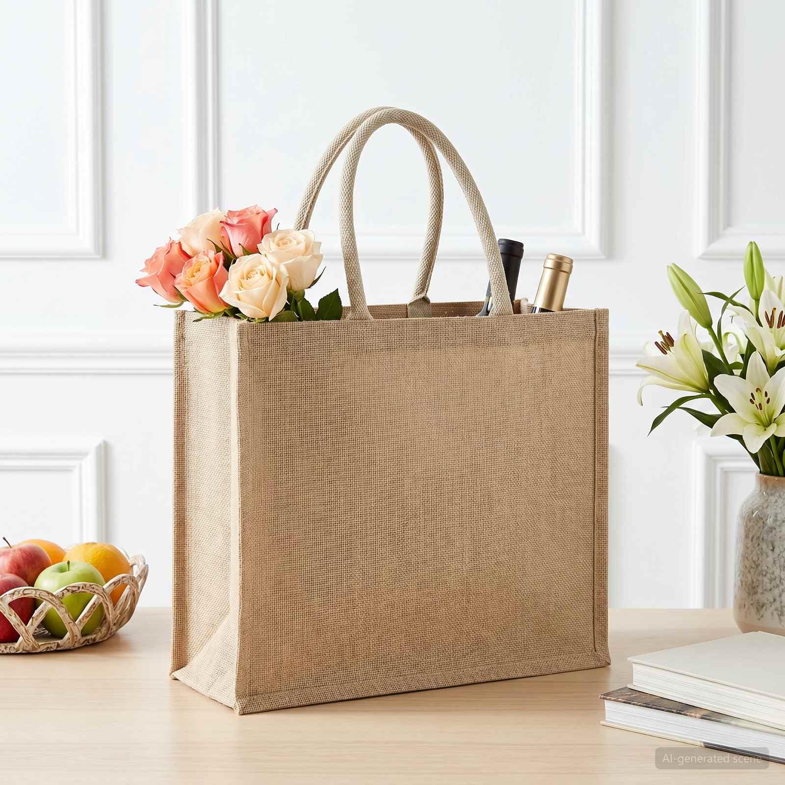 vidaXL Torby jutowe 10 szt. Naturalne 42 x 33 x 19 cm 100% juta Tossa, ekologiczna torba na zakupy, prostokątna, mocna i wielokrotnego użytku, idealna na każdy dzień