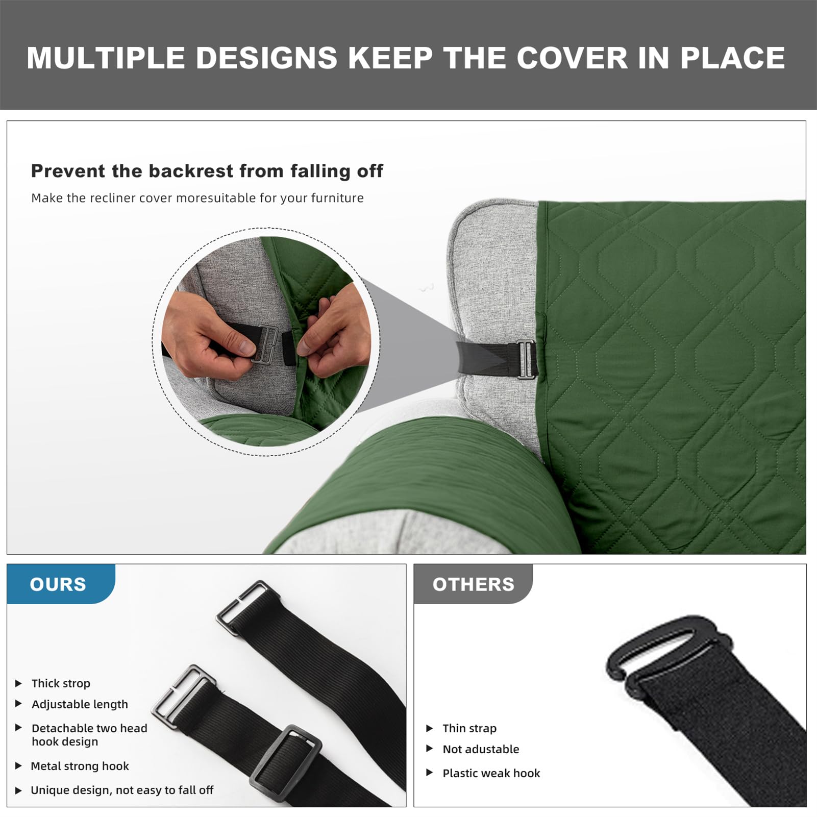 Funda impermeable para sofá de 2 plazas, apta para mascotas, con reposabrazos, resistente a los arañazos, ajuste universal para sofás de 1 a 4 plazas, color verde