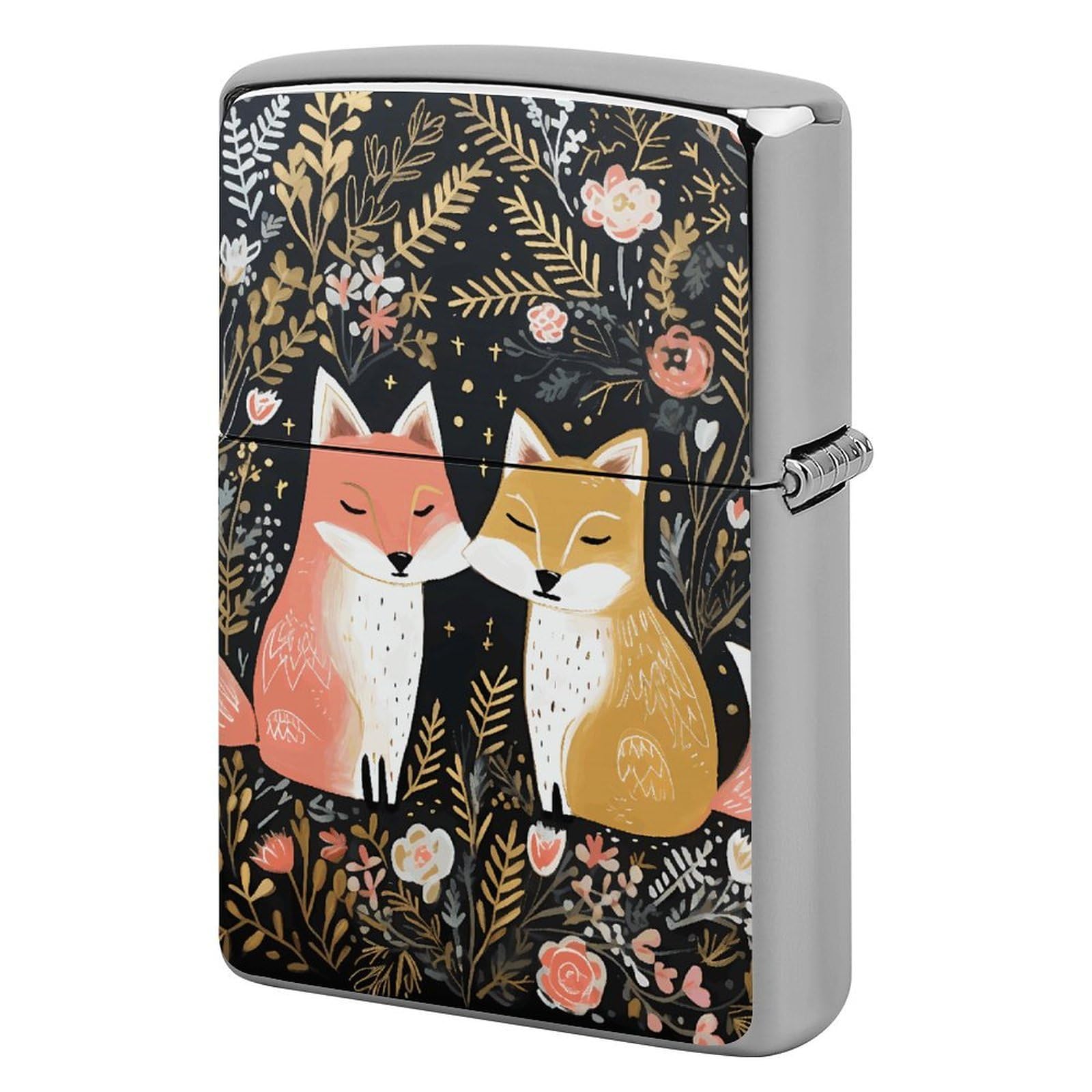 Love Cartoon Fox Lighter Cover for Men, Personalized Lighter Case for Birthday Gift, Flip-Top Lighters Protective Cover, Portable Lighters Shell for Outdoor, Travel