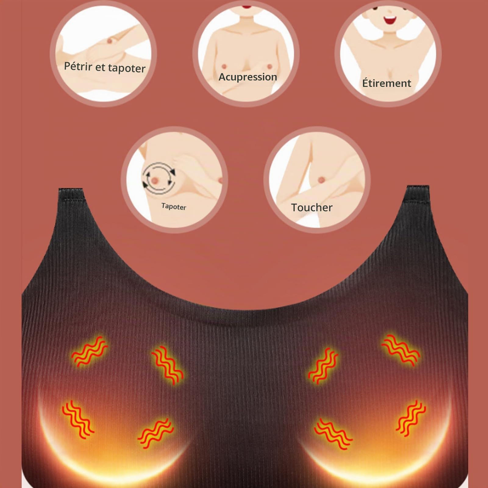 Masseur De Mamelon – Masseur De Sein Électrique Mains Libres, Thérapie De Réchauffement Réglable, Soutien-gorge Portable Réutilisable, Aide À L'allaitement Légère | Pour Les Femmes Mère Maternité Gros