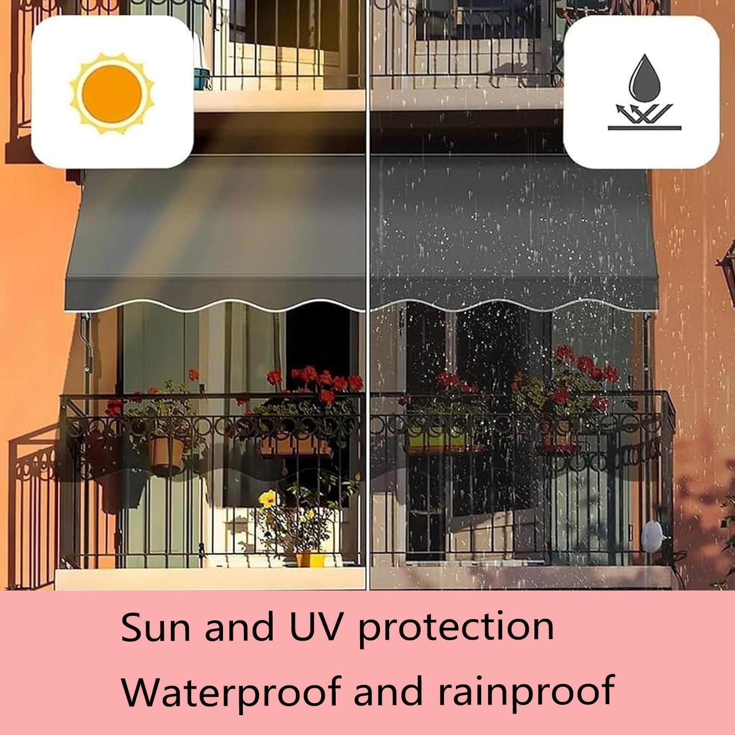 Manual Patio Awning Replacement Canvas, Retractable 11.5x10ft 13x10ft 16.5x10ft Awning Replacement Cloth, Replacement Tarpaulin for Shop Restaurant(Khaki,3.5x3m/11.5x10ft)