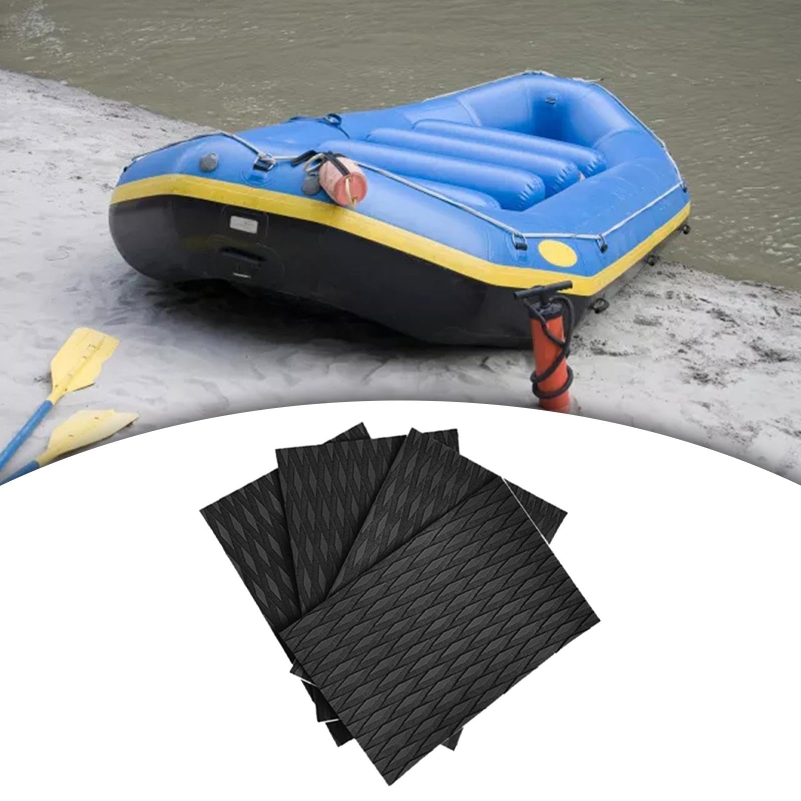 rockible 4 Pièces Deck Grip Tapis Antidérapant Deck Tail Pad Planche de Surf Pad EVA Boat Decking Sheet Surfboard Traction Pads pour Longboard Kayak Skateboard, Noir