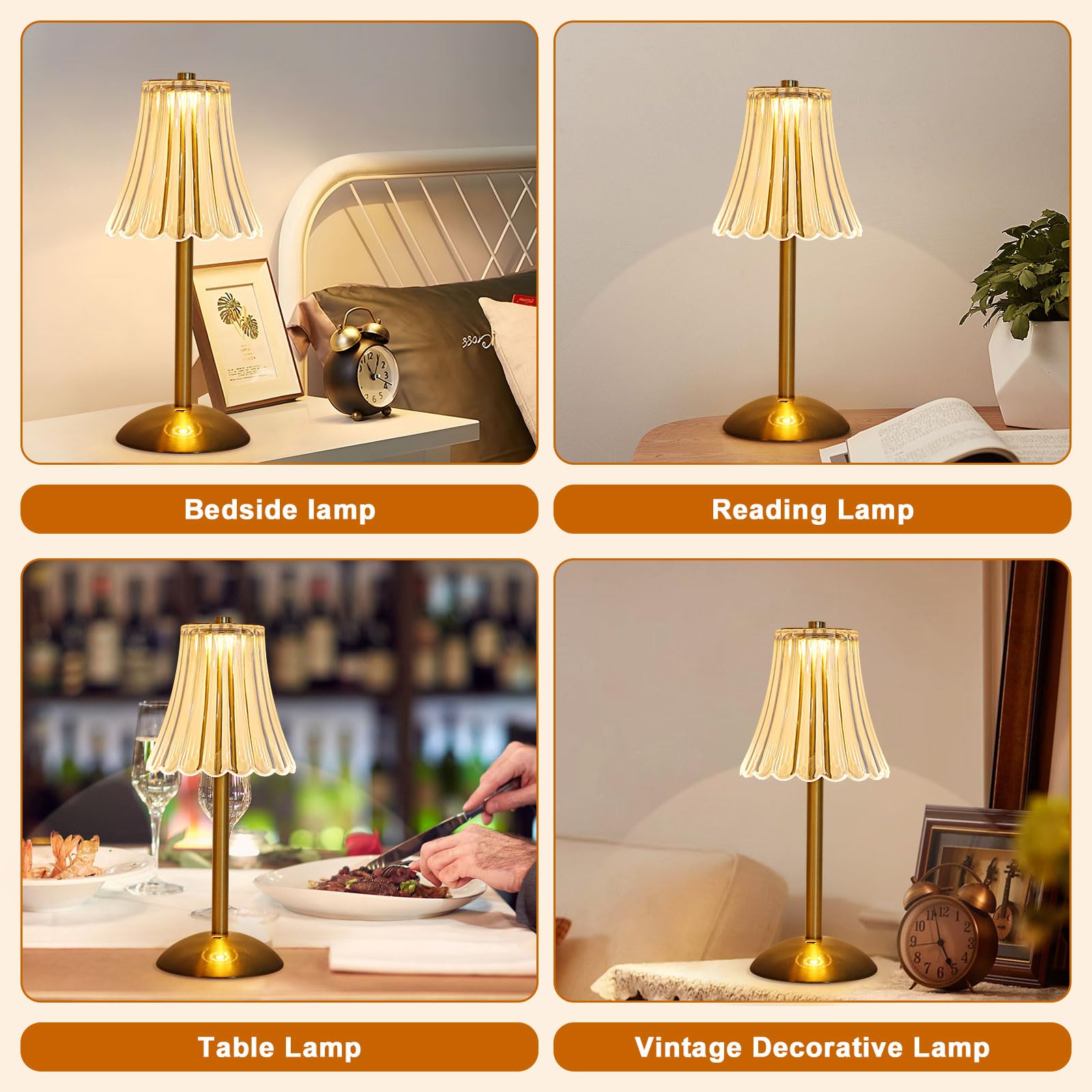 Goeco Lampe de Table LED Dorée, 5W 30cm Lampe de Chevet 3000K/4500K/6500K Veilleuse avec Abat-jour Acrylique en Forme de Jupe, Éclairage d'Ambiance avec Base Métallique pour Chambre à Coucher