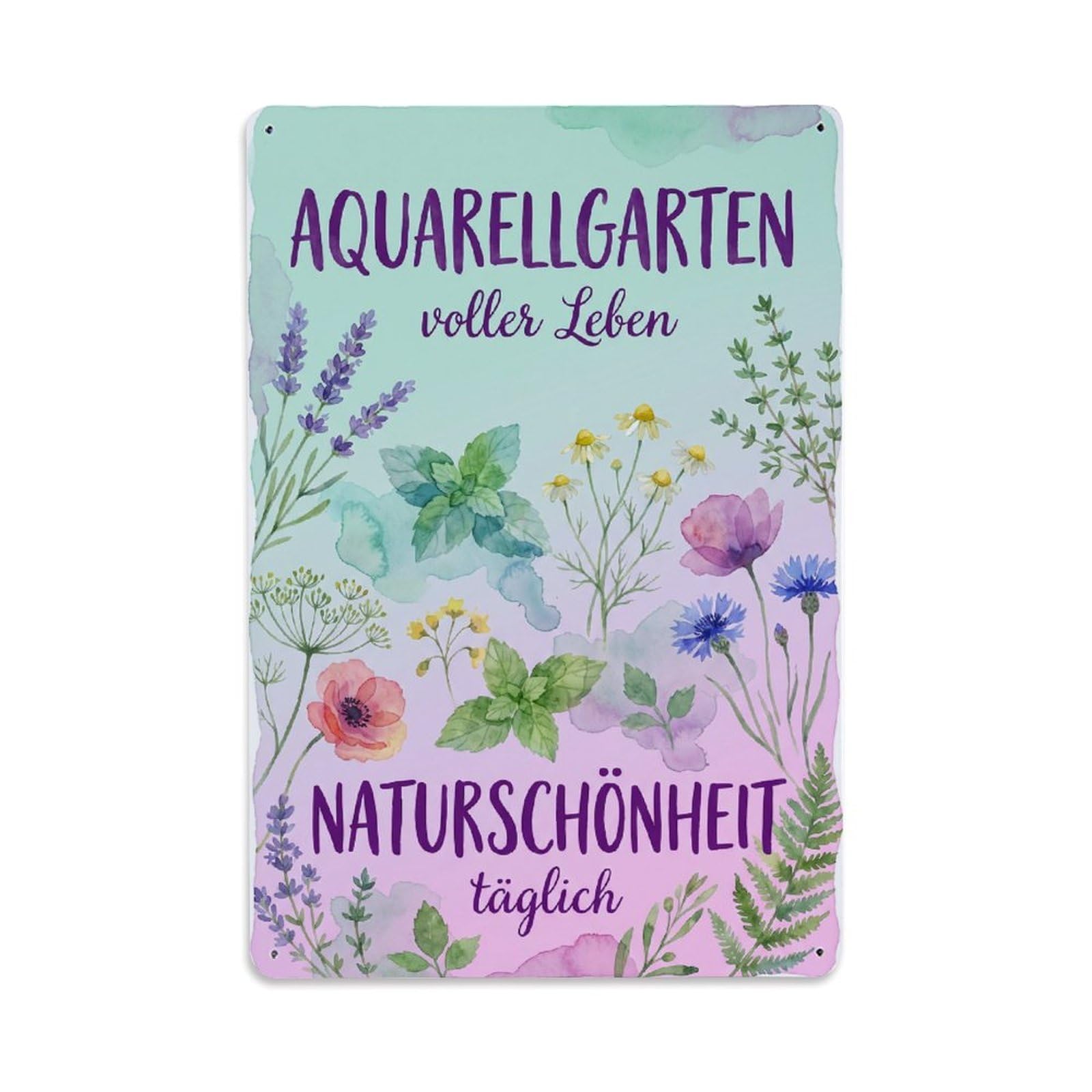 Vintage Funny Garden Aqua Garden Rustic Gate Beautiful Metal Tin Sign
