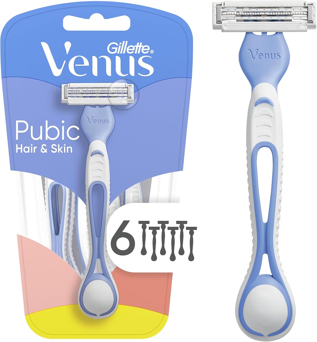 Gillette Venus Women's Disposable Razors for Pubic Hair and Skin, Bikini Razors for Women, 6ct