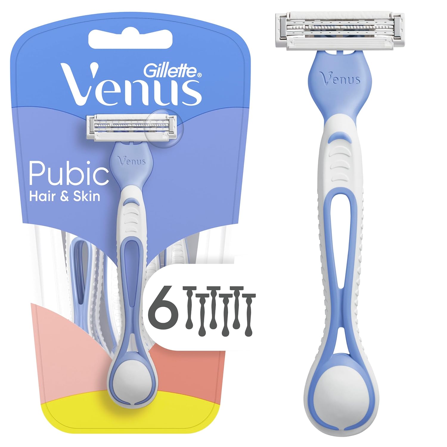 Gillette Venus Women's Disposable Razors for Pubic Hair and Skin, Bikini Razors for Women, 6ct
