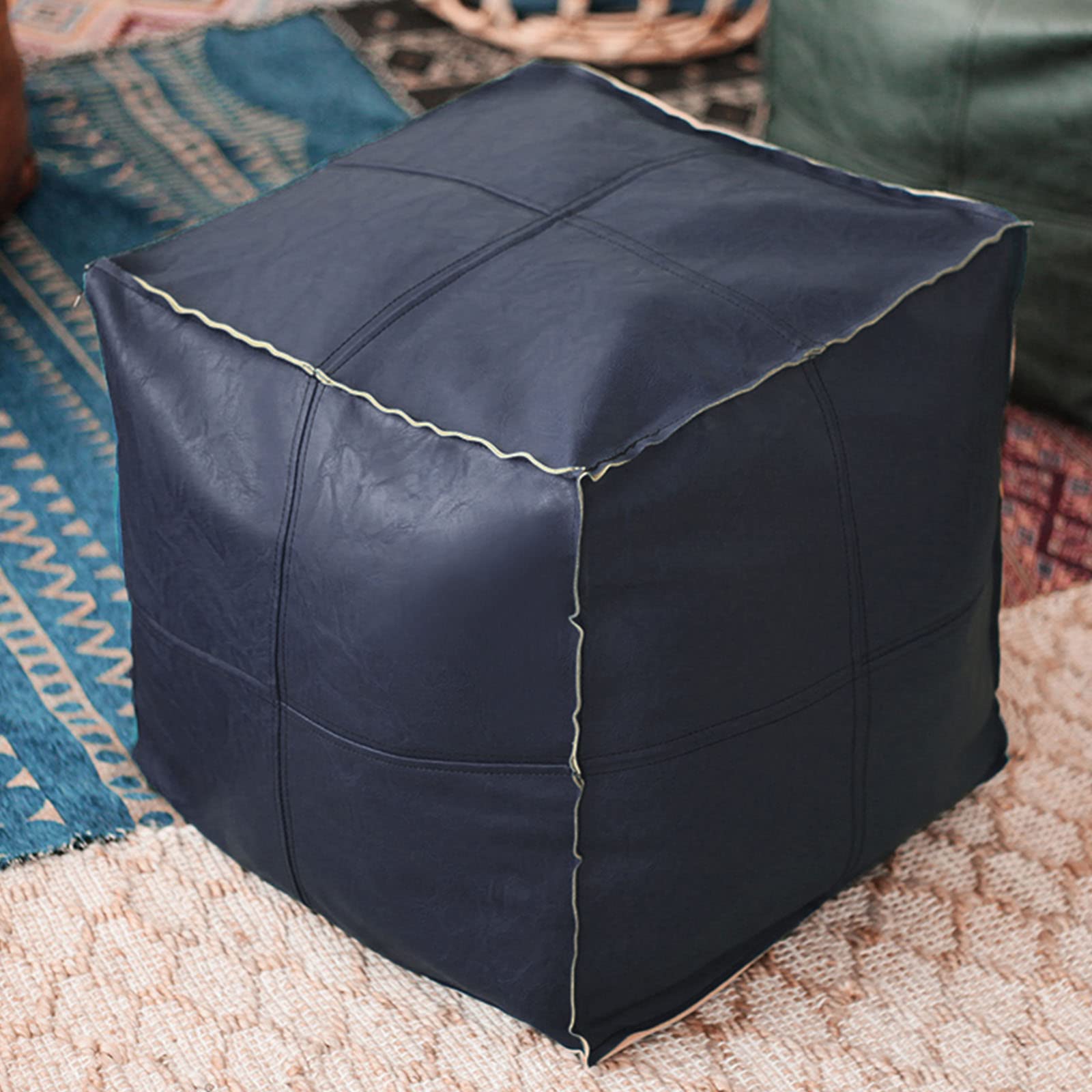 Housses de coussin pouf cuir artificiel | Repose-pieds 45cm
