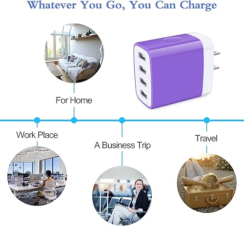 Miniatura 7 de HOOTEK - Bloque de cargador de pared, enchufe de cargador de pared USB de 4.8 A, adaptador de corriente, bloque de carga, caja de carga para iPhone