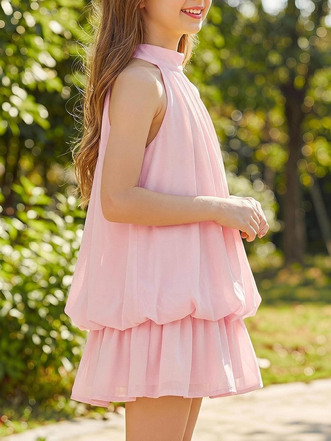 Verdusa Girls Summer Dresses Chiffon Flowy Sleeveless Halter Dress Birthday Outfits image 5