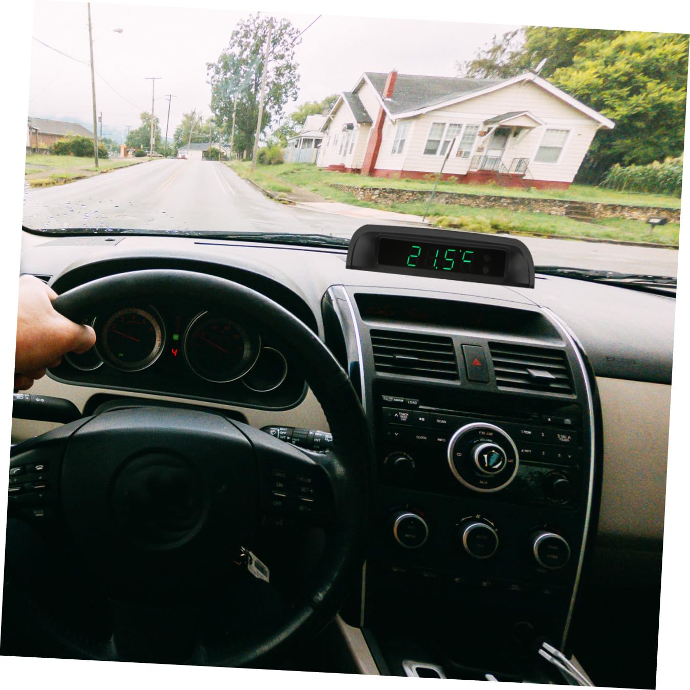 GLEAVI Reloj de Coche Termómetro Digital, Alta Precisión, Pantalla Luminosa, para Salpicadero, Accesorio Interior Abs Negro,