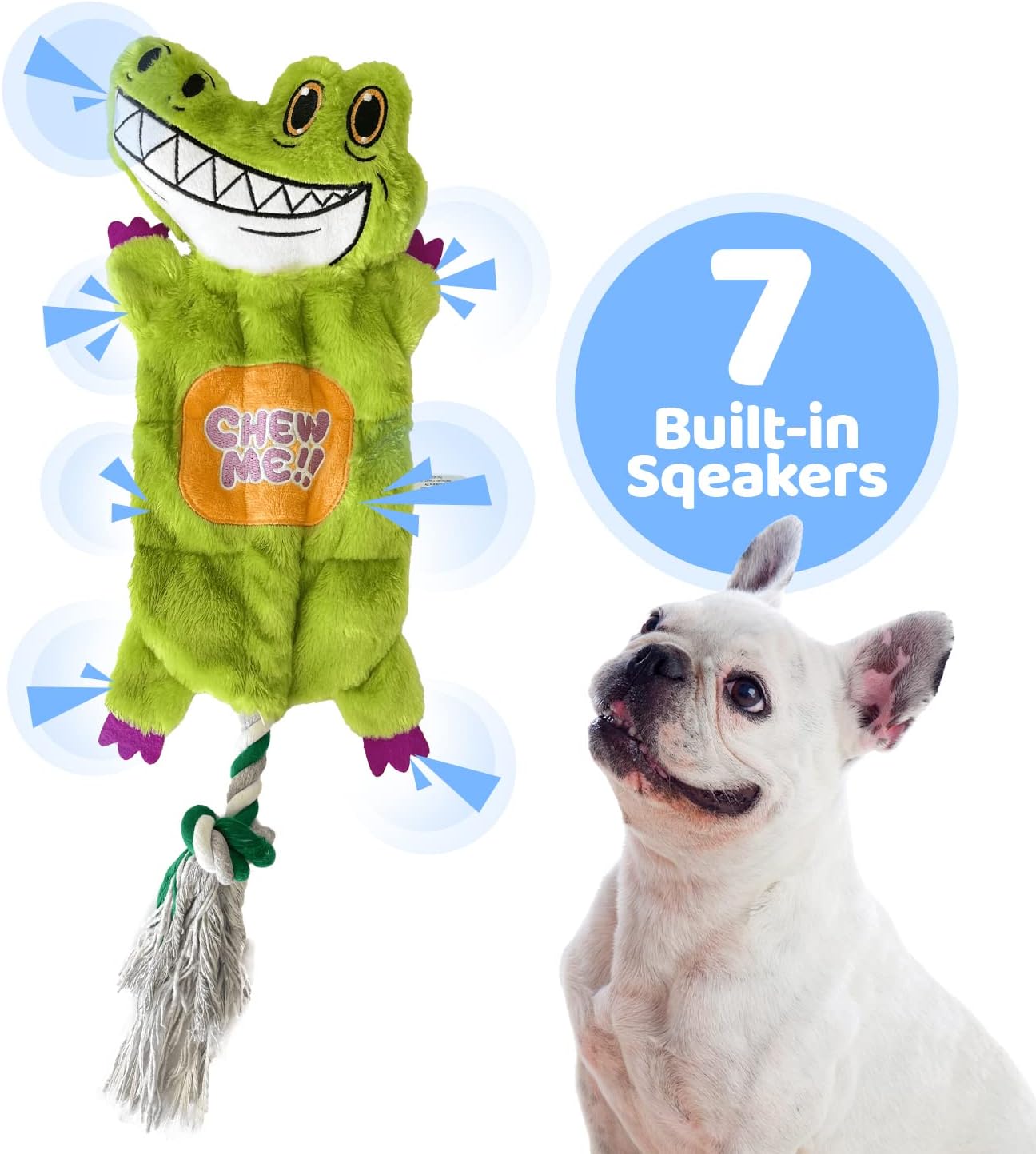 URBAN JUMBO Crocodile Squeaky Dog Toys: Cute Interactive Tug Toys, Plush Stuffed Puppy Chew Toys, Durable Toys for Puppy Teething with 7…