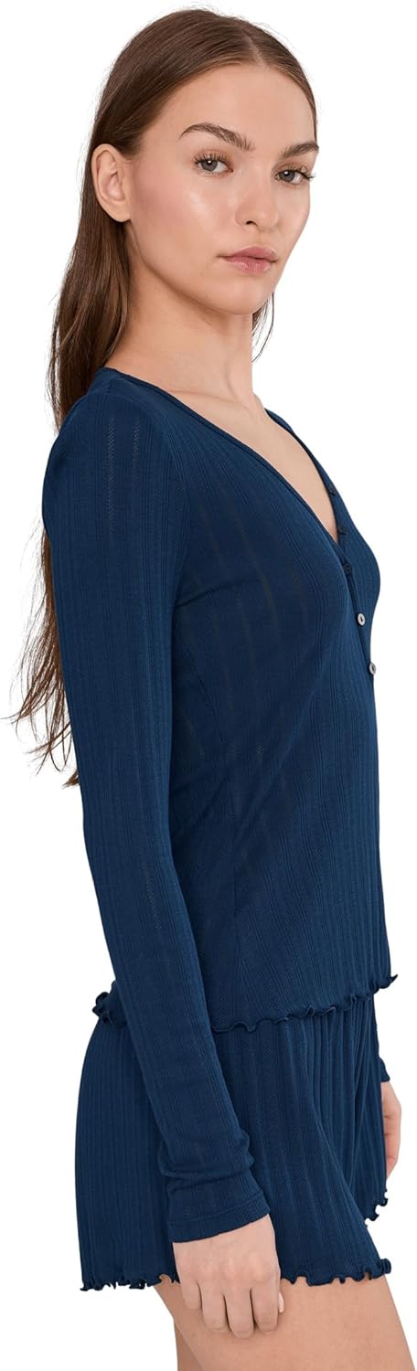 Eberjey Pointelle V-Neck Henley - Image 3