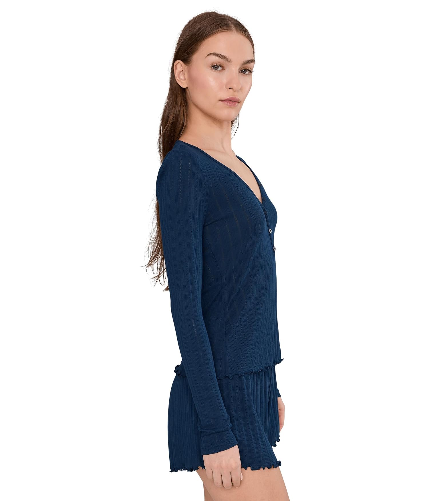 Eberjey Pointelle V-Neck Henley - thumbnail 3