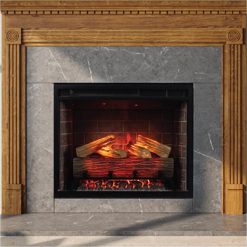 Modern Ember Uptown - Smart Home Electric Fireplace Insert, Electric Heater Heats up to 400 sq. ft., Wall Fireplace Electric with Remote Control for Heat Settings and Flame Colors, 28-inch