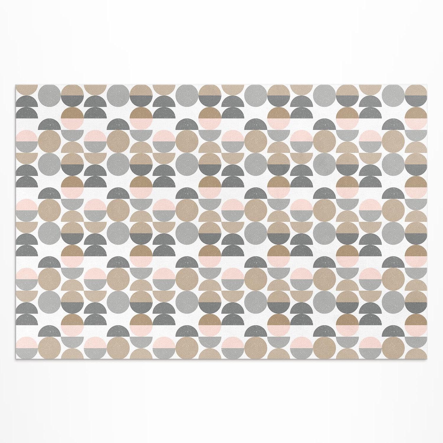Tapis d'extérieur 120x180 cm en PVC motif cercles et croissants pour terrasse et jardin