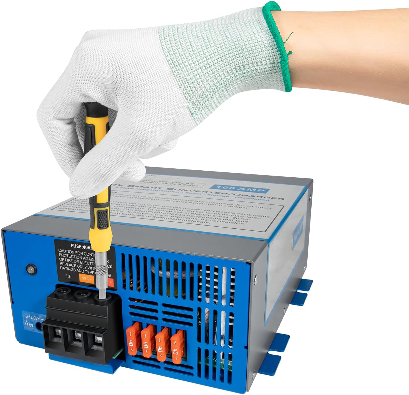 100 Amp RV Converter 120V AC to 12V DC, Lead & Lithium Compatible, 100Amp RV Power Converter Battery Charger with Built-in 4 Stage Smart Charging, Replacement for WF-9800 Series