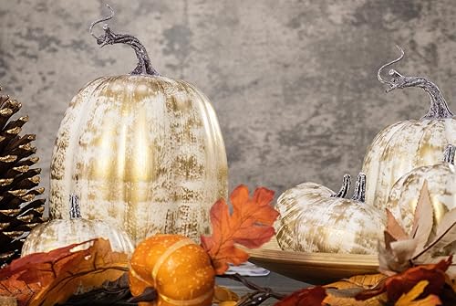Miniatura 3 de Calabazas de terciopelo de Acción de Gracias, 18 piezas de decoración de mesa de otoño para el hogar, juego de calabazas artificiales para la