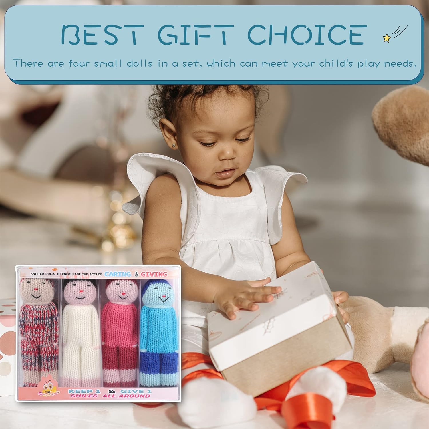 VTRETU Knit Doll，100% Cotton Handmade Crochet Stuffed Toys，Children’s Gift, a Box of Four Sets, 6 inches(W01) : Toys & Games