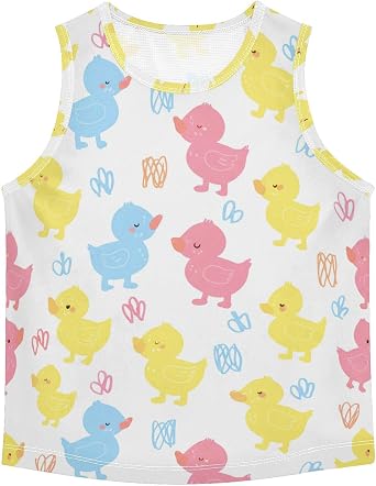 J JOYSAY Cartoon Duckling Heart White Boys Tank Top Sleeveless Muscle Shirts Quick Dry Kids T-Shirts 3-15T